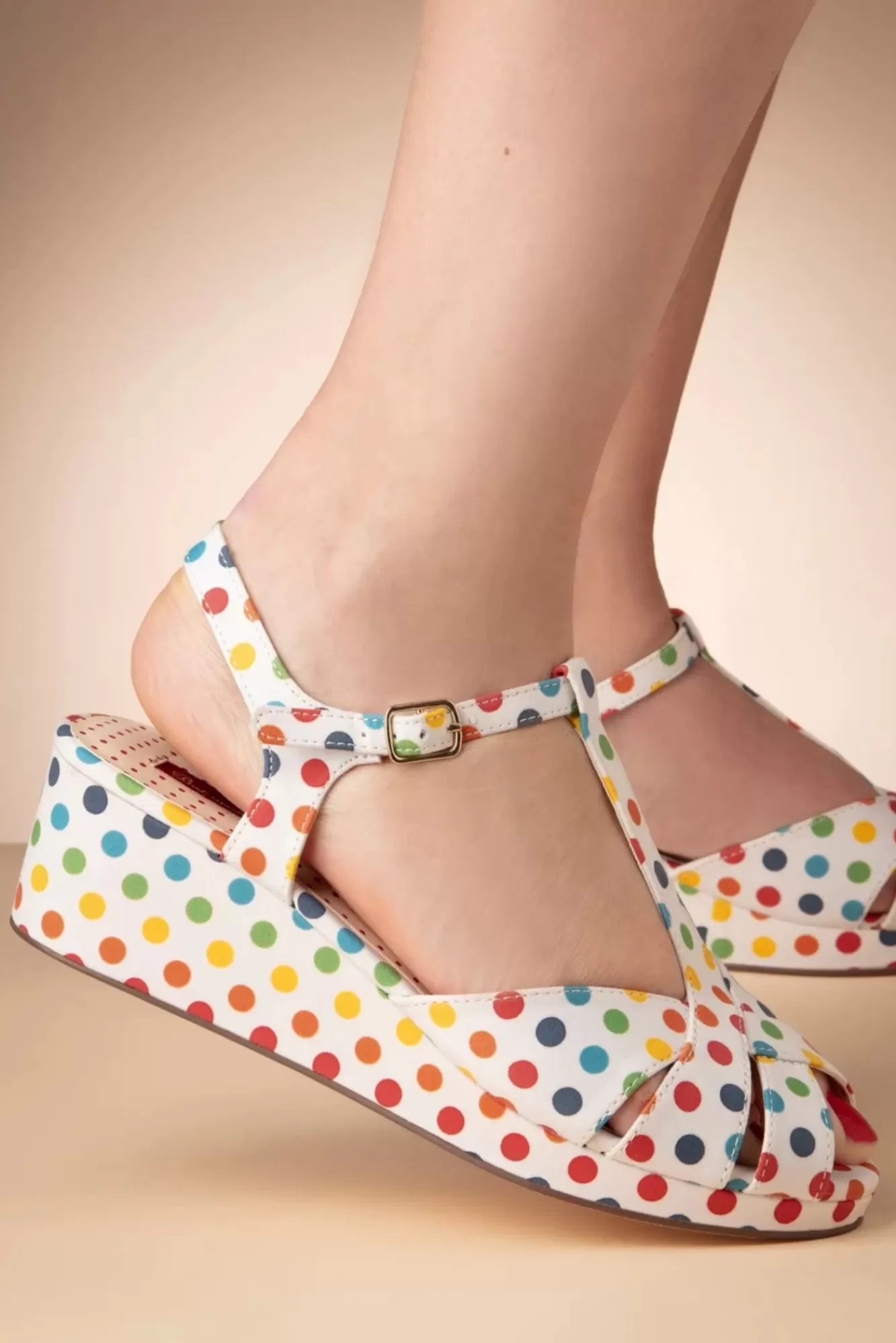 Clearance B.A.I.T. Kira Polkadot Keilsandalen In Weis