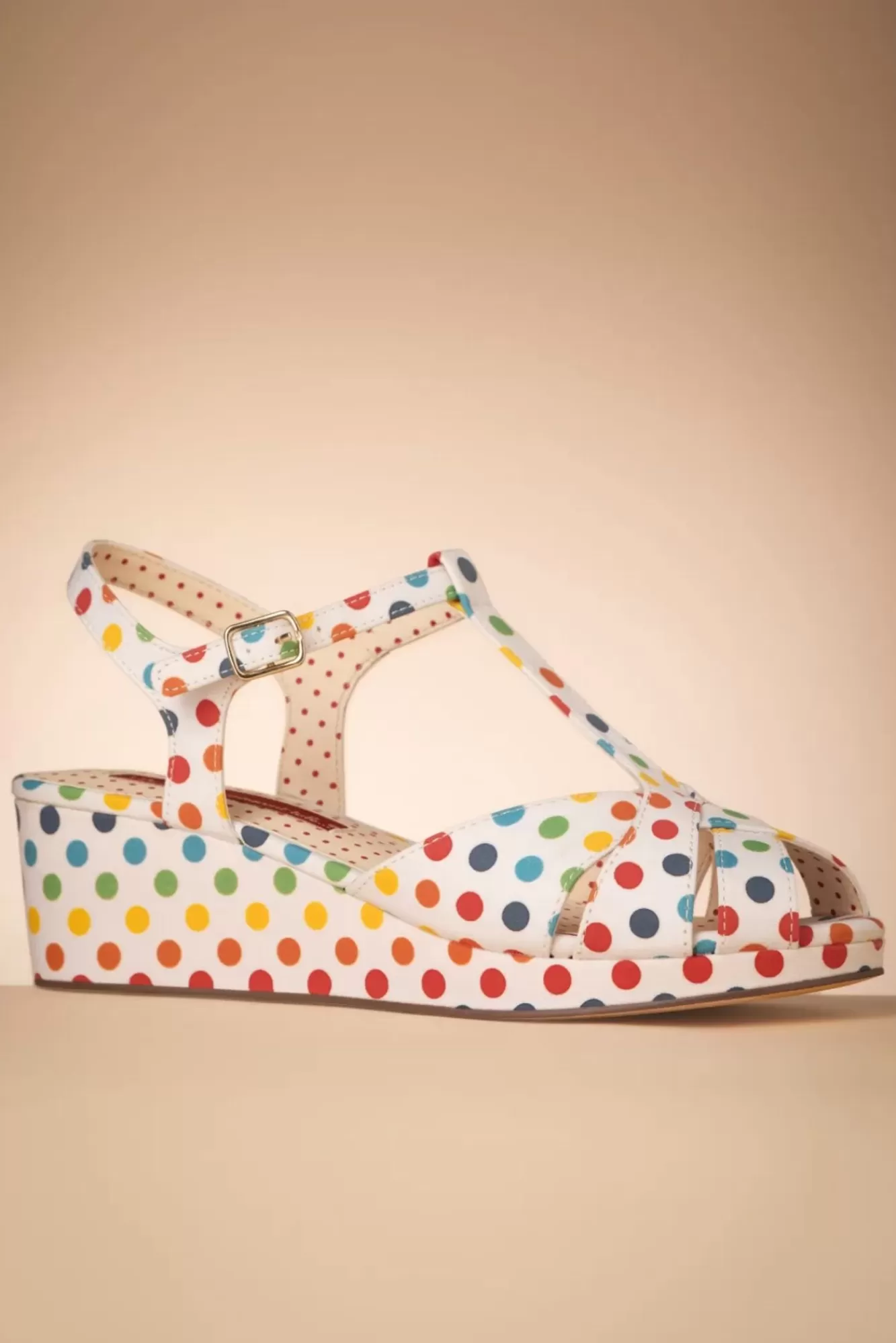 Clearance B.A.I.T. Kira Polkadot Keilsandalen In Weis