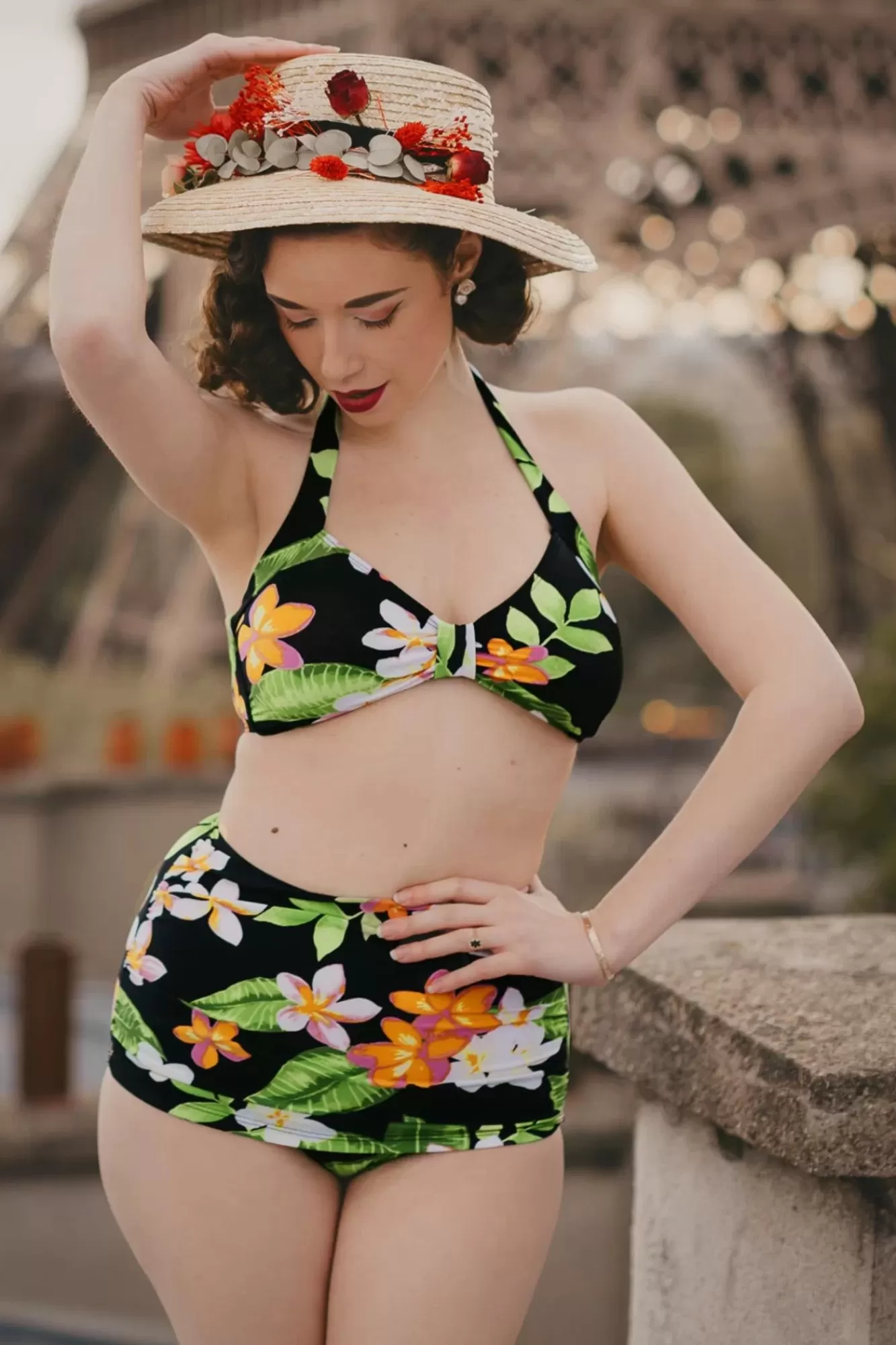 Sale Esther Williams Klassische Bikinihose Mit Blumenmuster In Schwarz