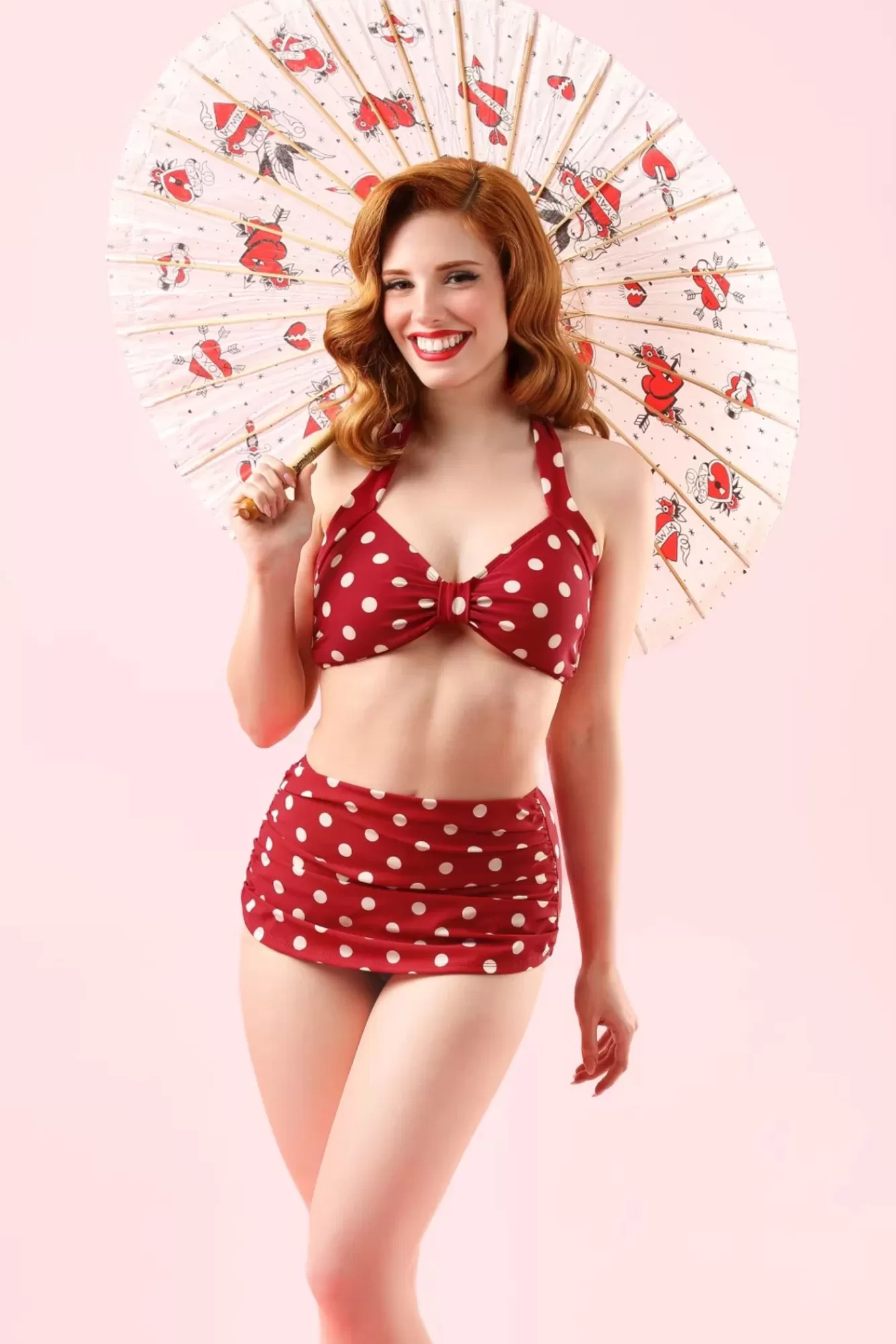 Best Esther Williams Klassische Polka-Bikinihose In Rot Und Weis