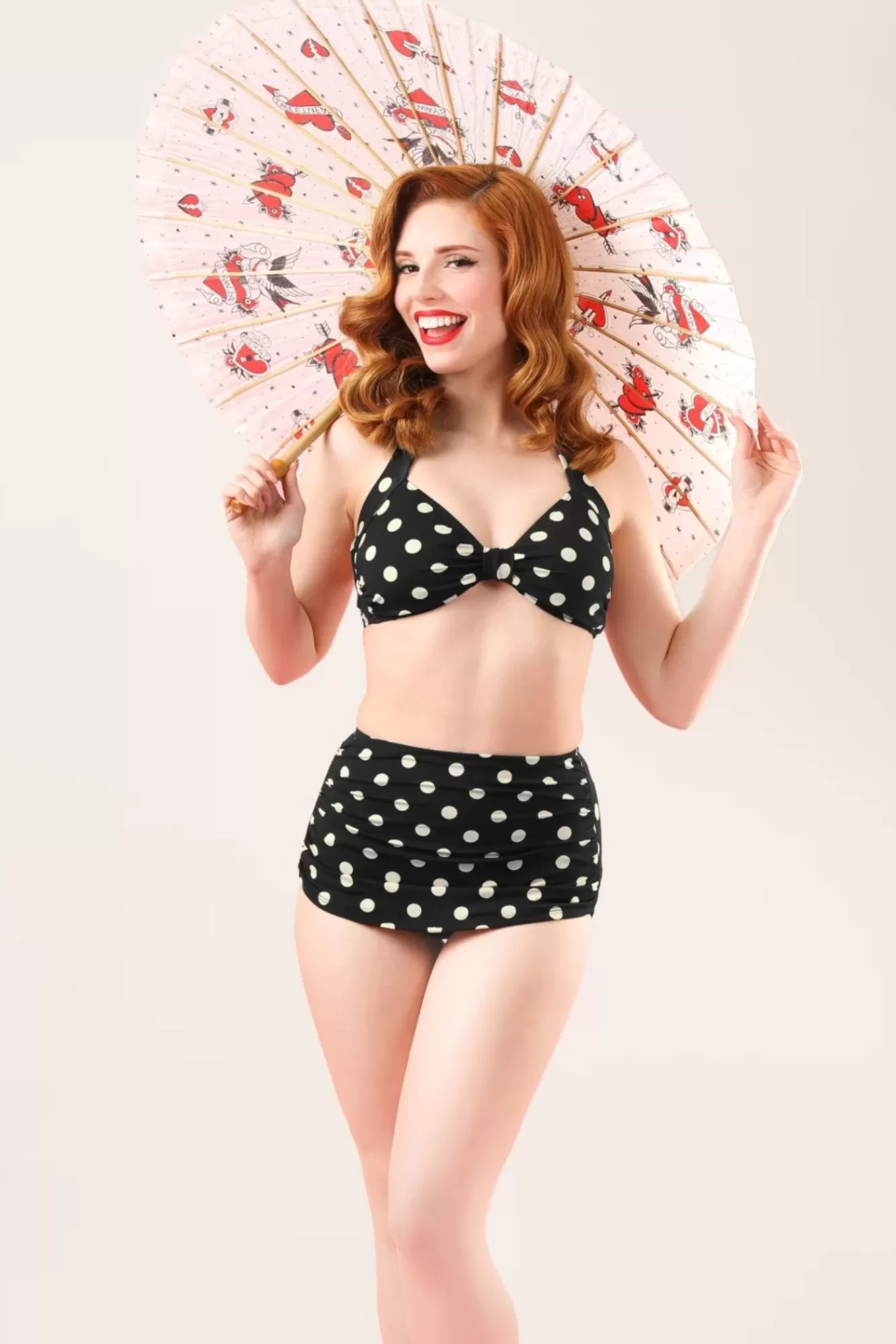 Sale Esther Williams Klassische Polka-Bikinihose In Schwarz Und Weis