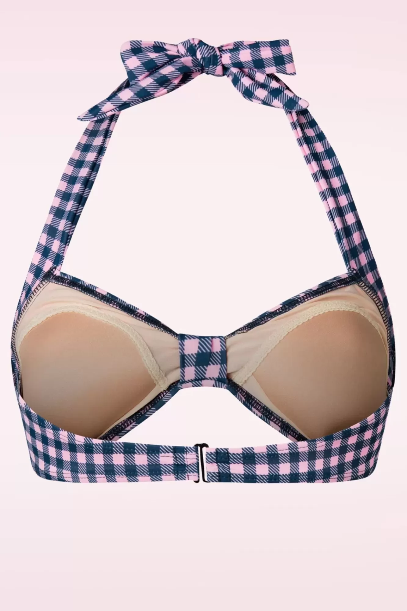 Hot Esther Williams Klassisches Gingham Bikinioberteil In Pink Und Blau