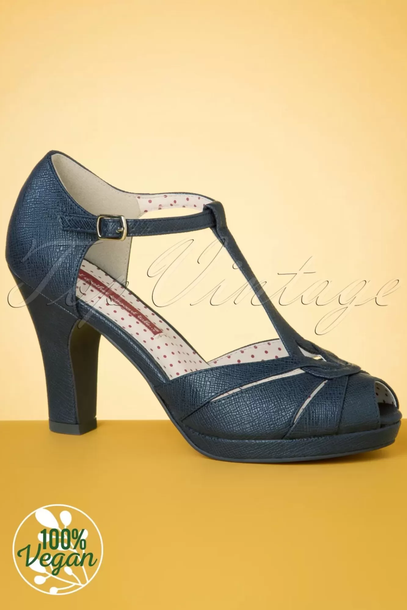 Cheap B.A.I.T. Lacey Art Deco Pumps Mit T-Riemen In Mattem Marineblau