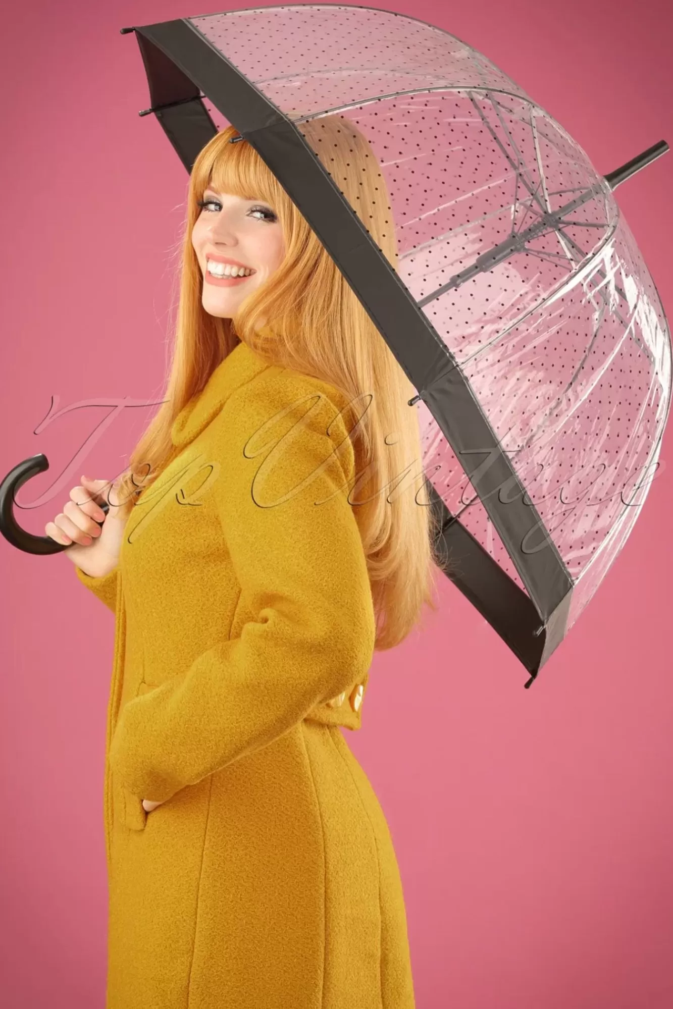 Best Sale So Rainy Lady Dot Transparenter Kuppelschirm In Schwarz