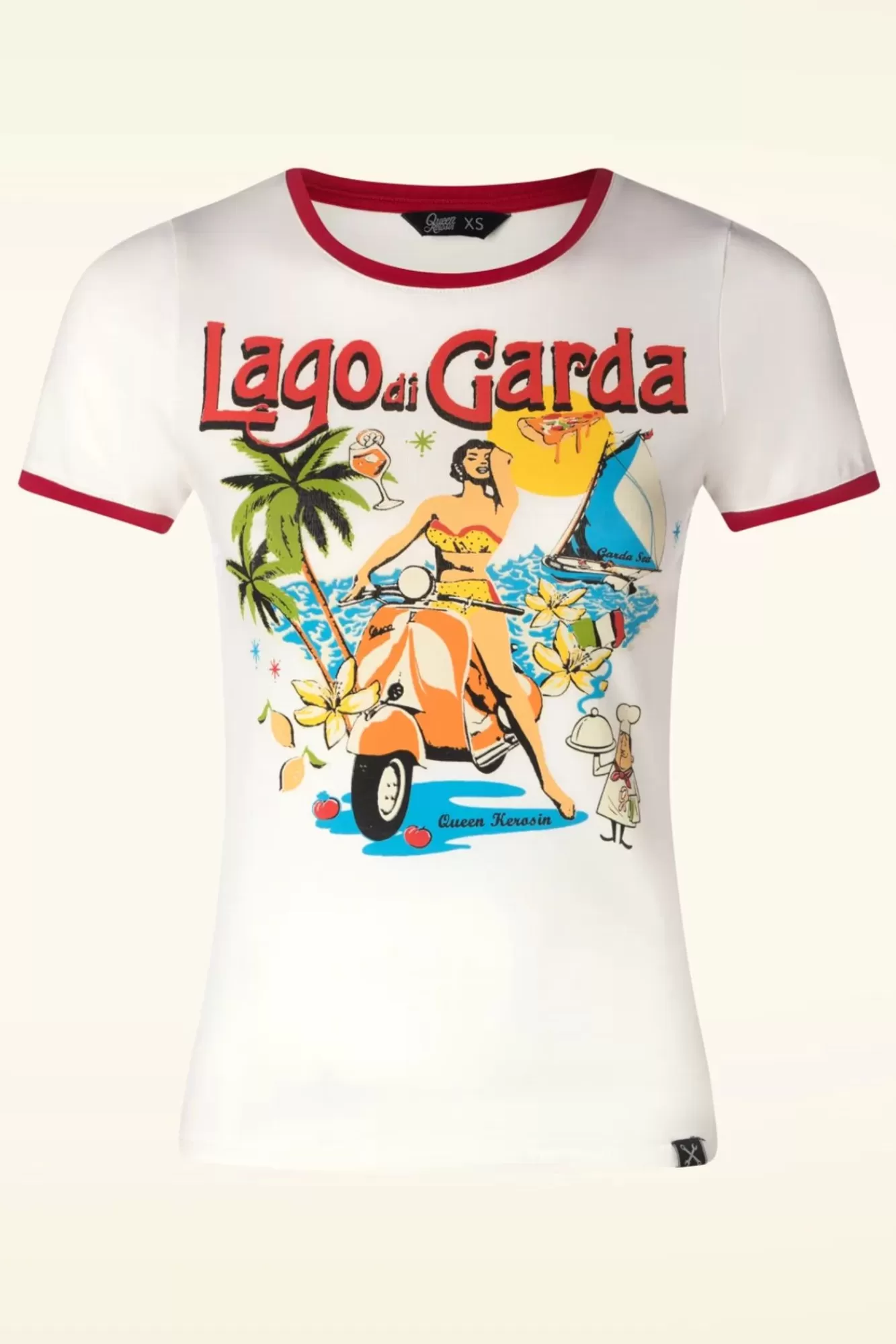 Fashion Queen Kerosin Lago Di Garda T-Shirt In Gebrochenem Weis