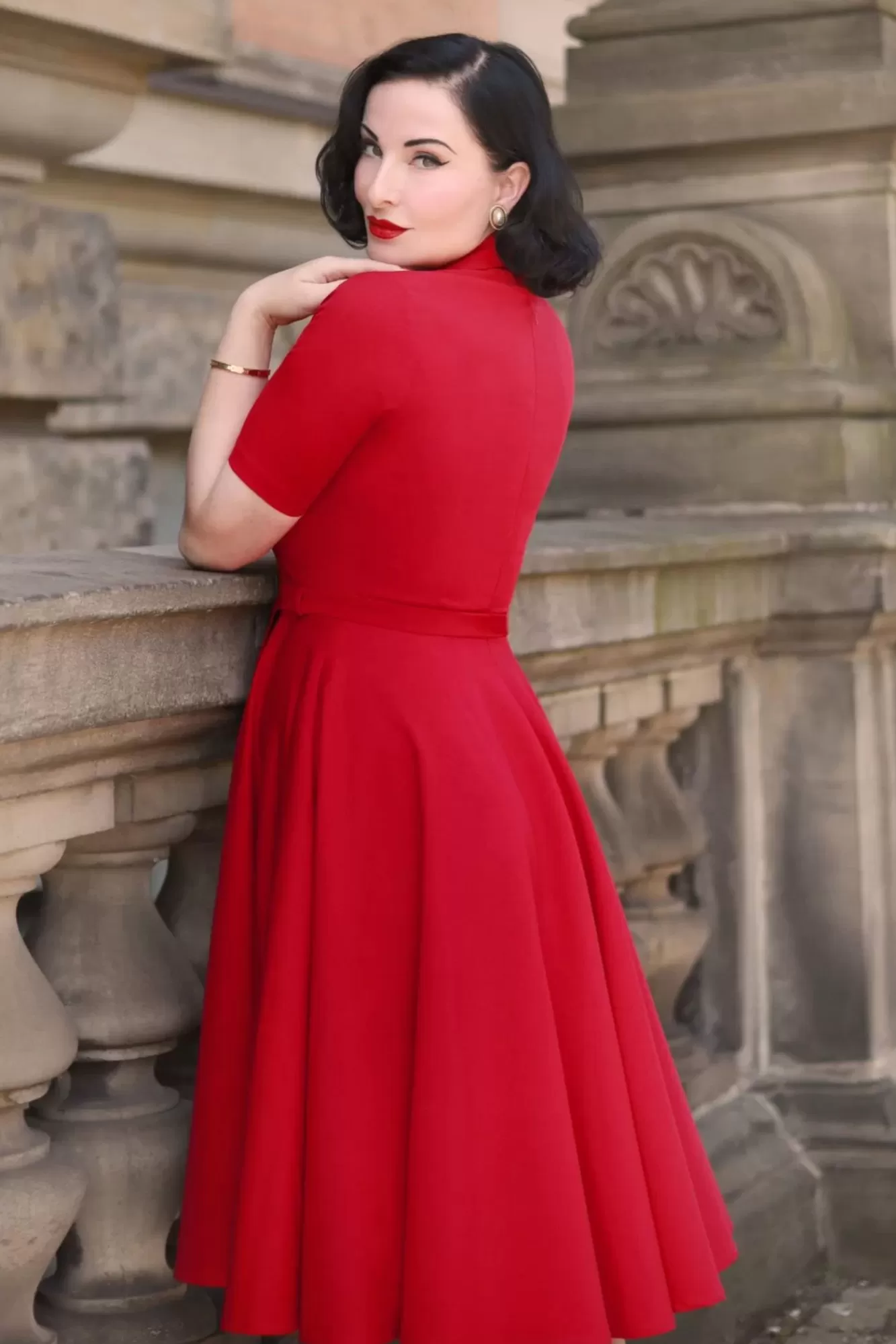 Online Vintage Diva Laura Lee Swing Kleid In Rot