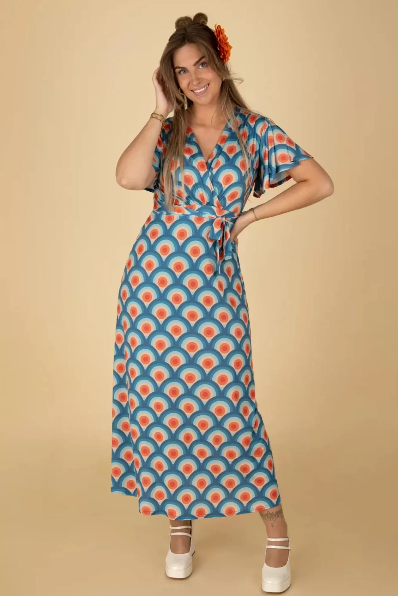 Outlet Vintage Chic for Topvintage Laurie Maxi Kleid In Circle Geo Print