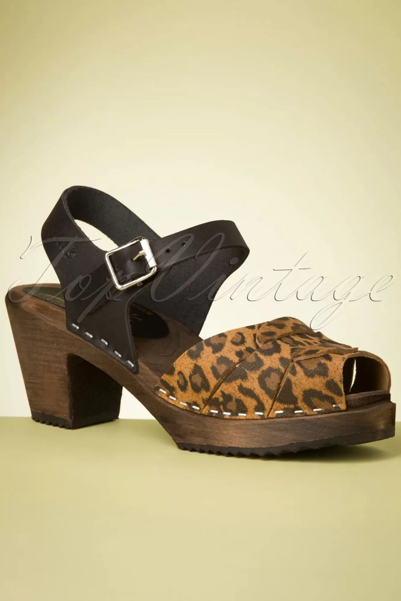 Outlet Lotta from Stockholm Loretta Leder Clogs In Schwarz Und Leopard