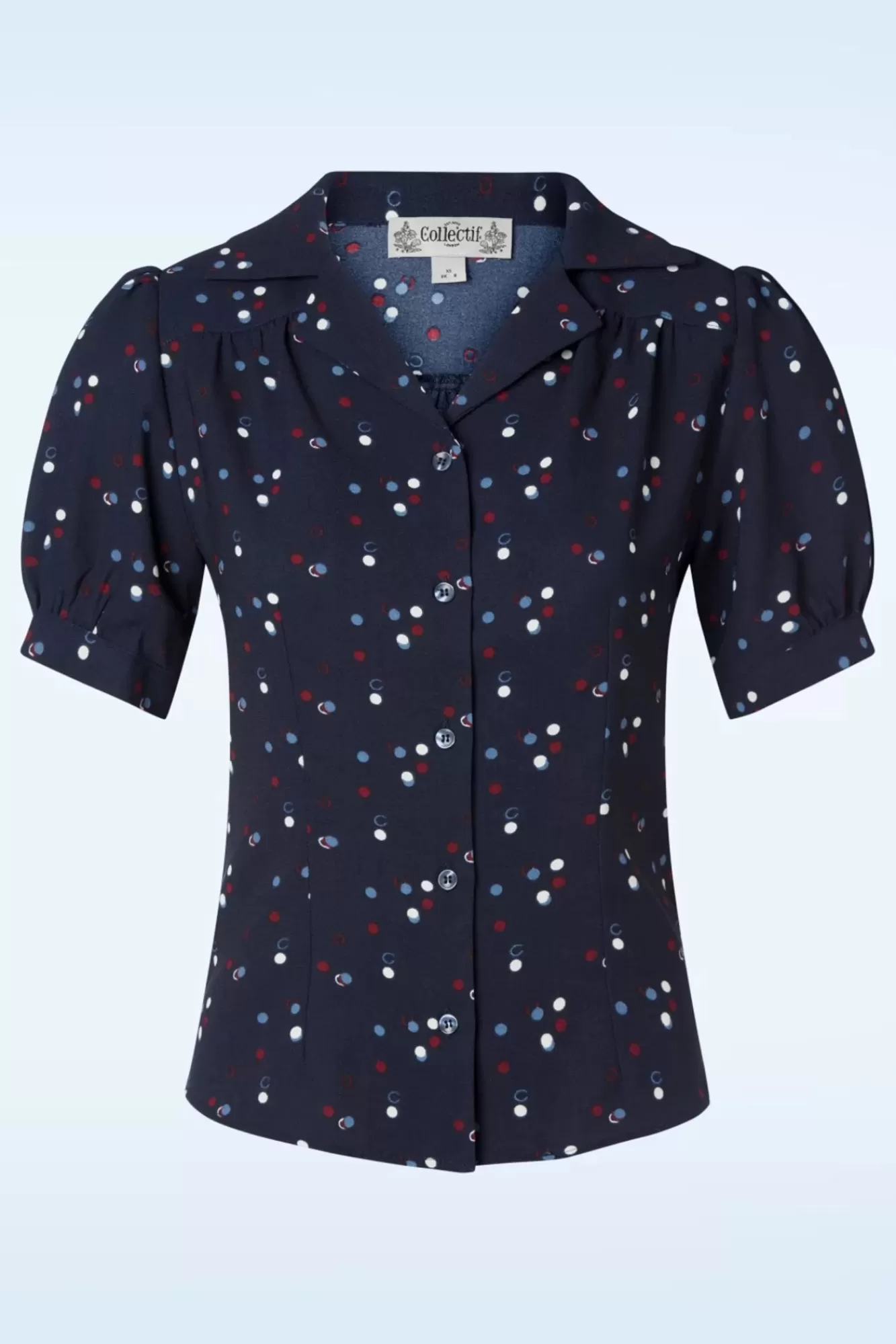 Best Collectif Clothing Luana Chalk Polka Bluse In Marineblau