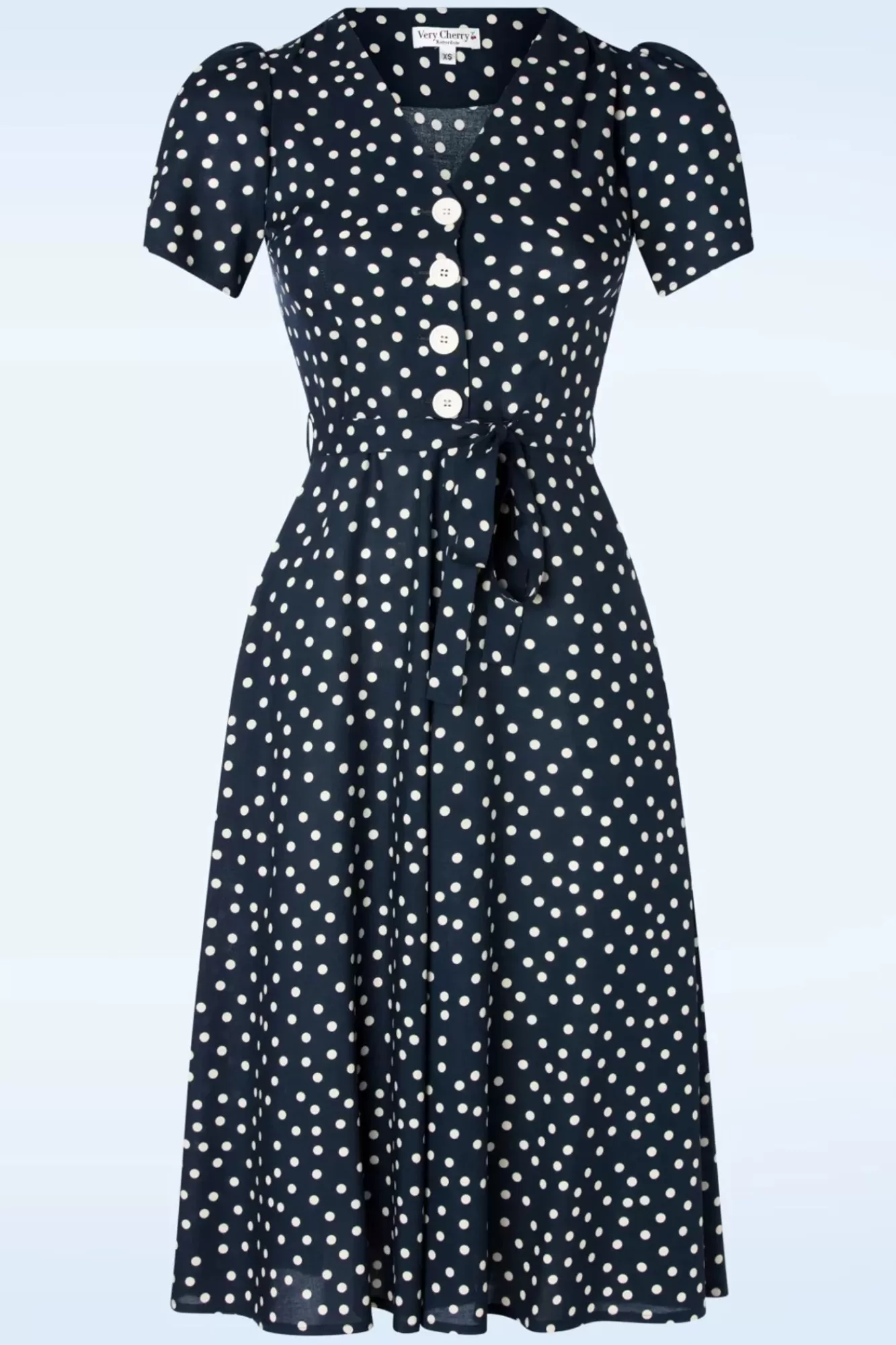 Shop Very Cherry Magnolia Polka Dot Kleid In Marineblau