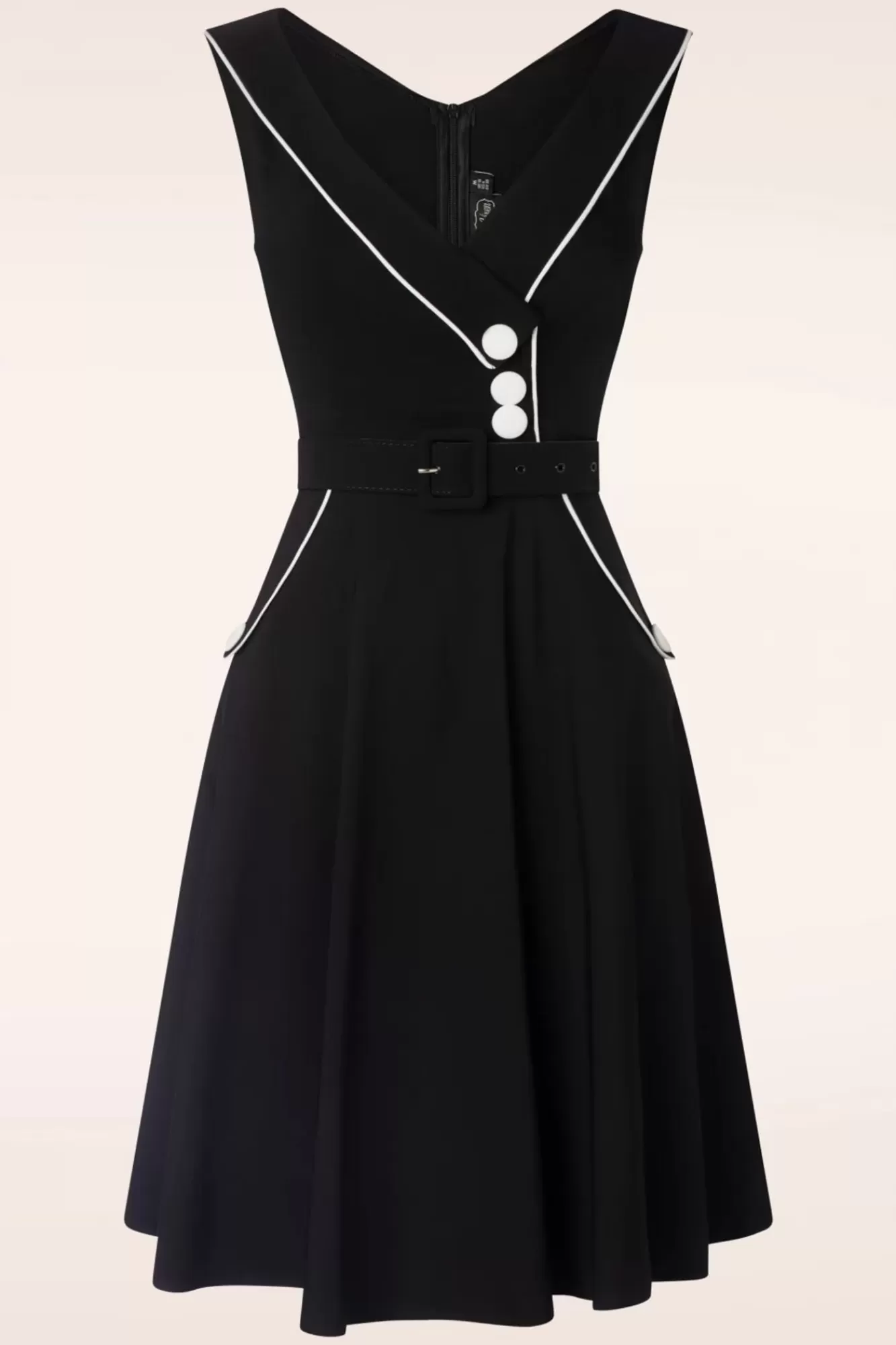 Discount Vixen Marica Swing Kleid Mit Fischgratenmuster In Schwarz