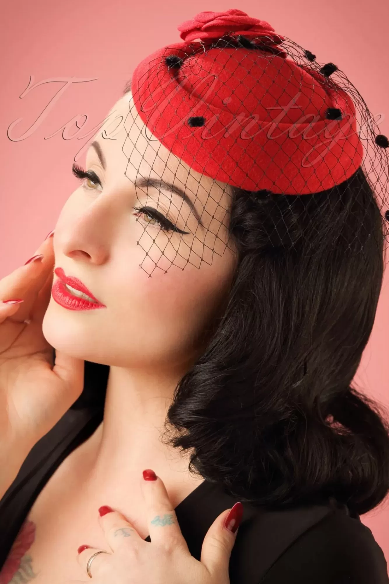 Best Banned Retro Marilyn Fascinator In Rot