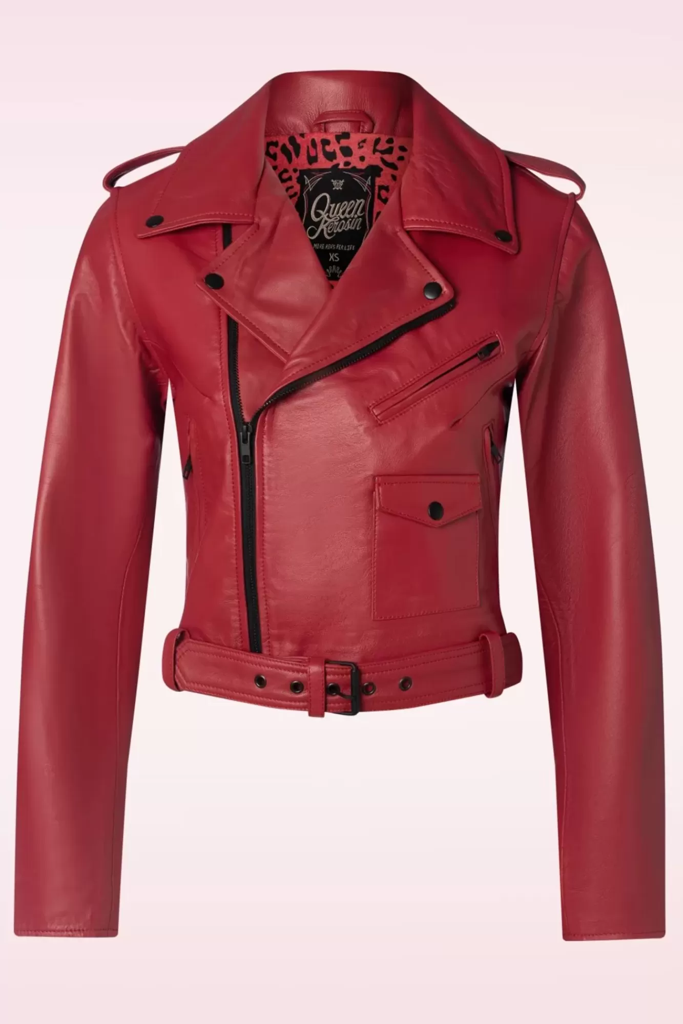 Sale Queen Kerosin Marlon Leder Biker Jacke In Rot