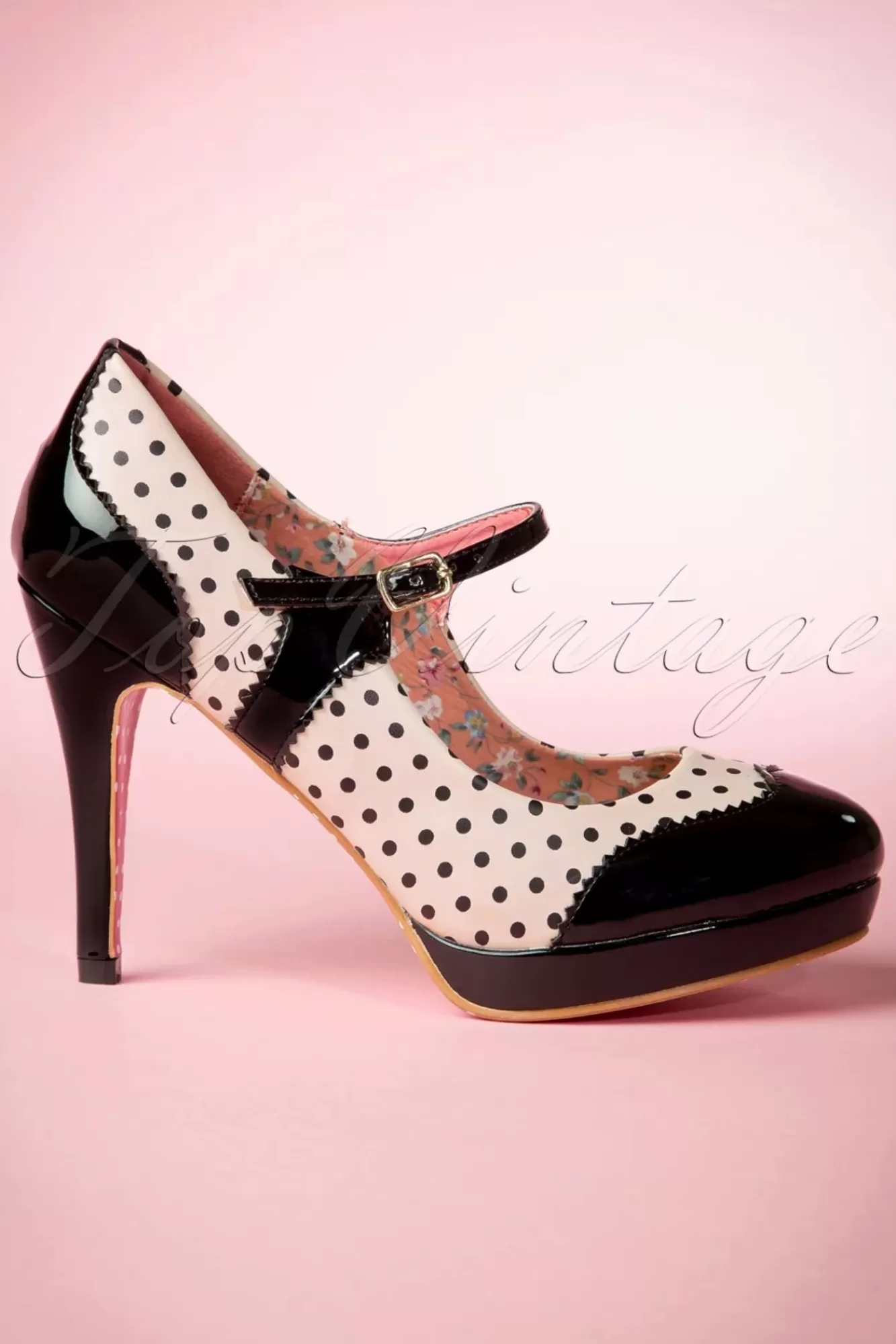 Hot Banned Retro Mary Jane Pumps In Schwarz Und Nude