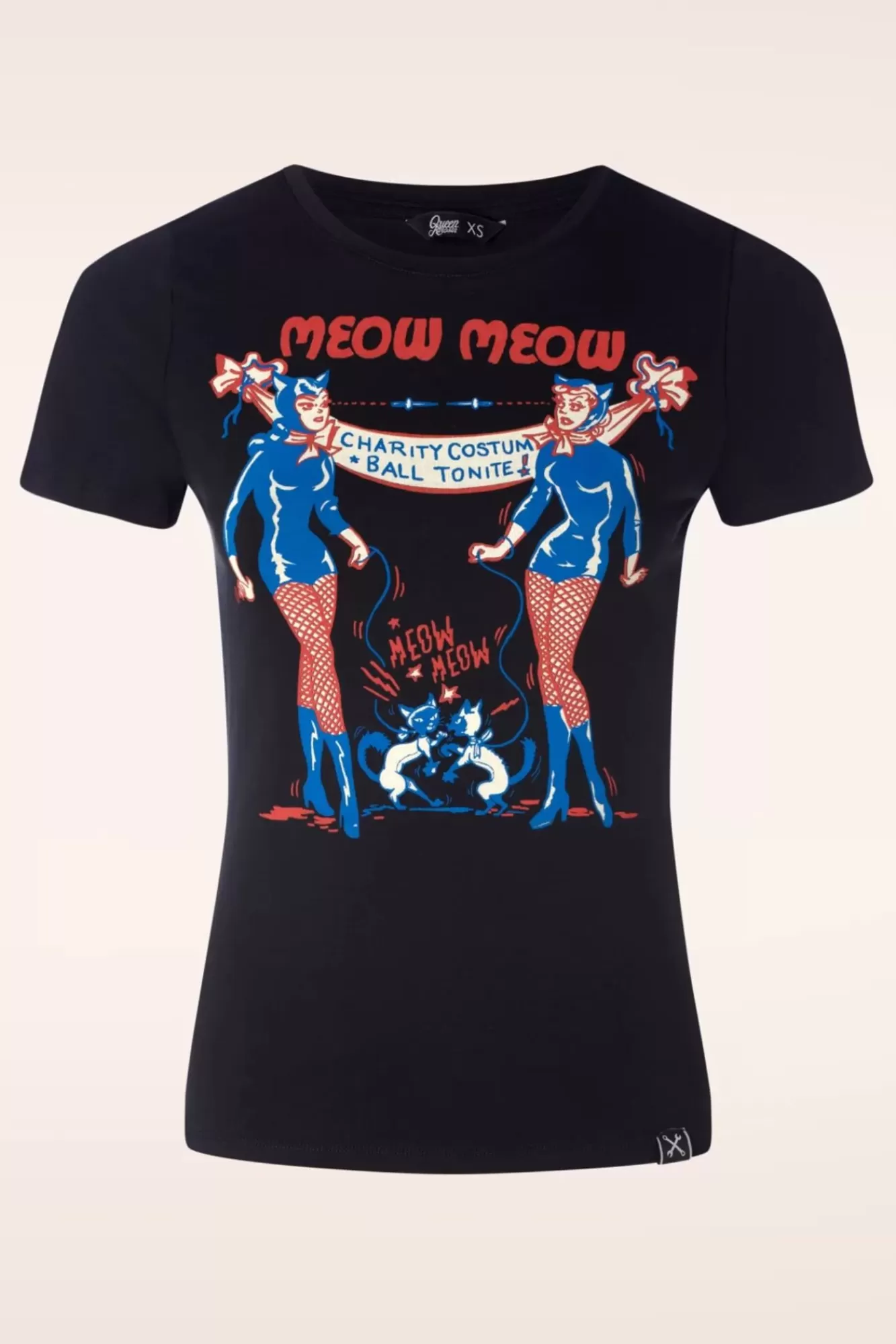 Sale Queen Kerosin Meow Meow T-Shirt In Schwarz