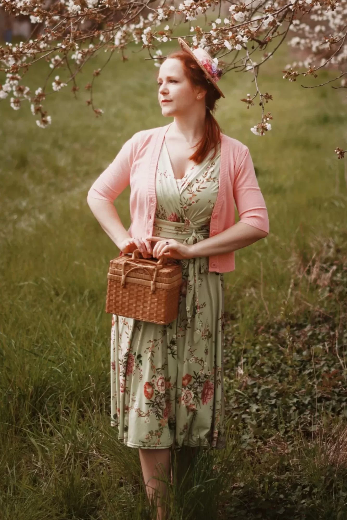 Outlet Vintage Chic for Topvintage Midikleid Jane Mit Blumenmuster In Vintage-Grun