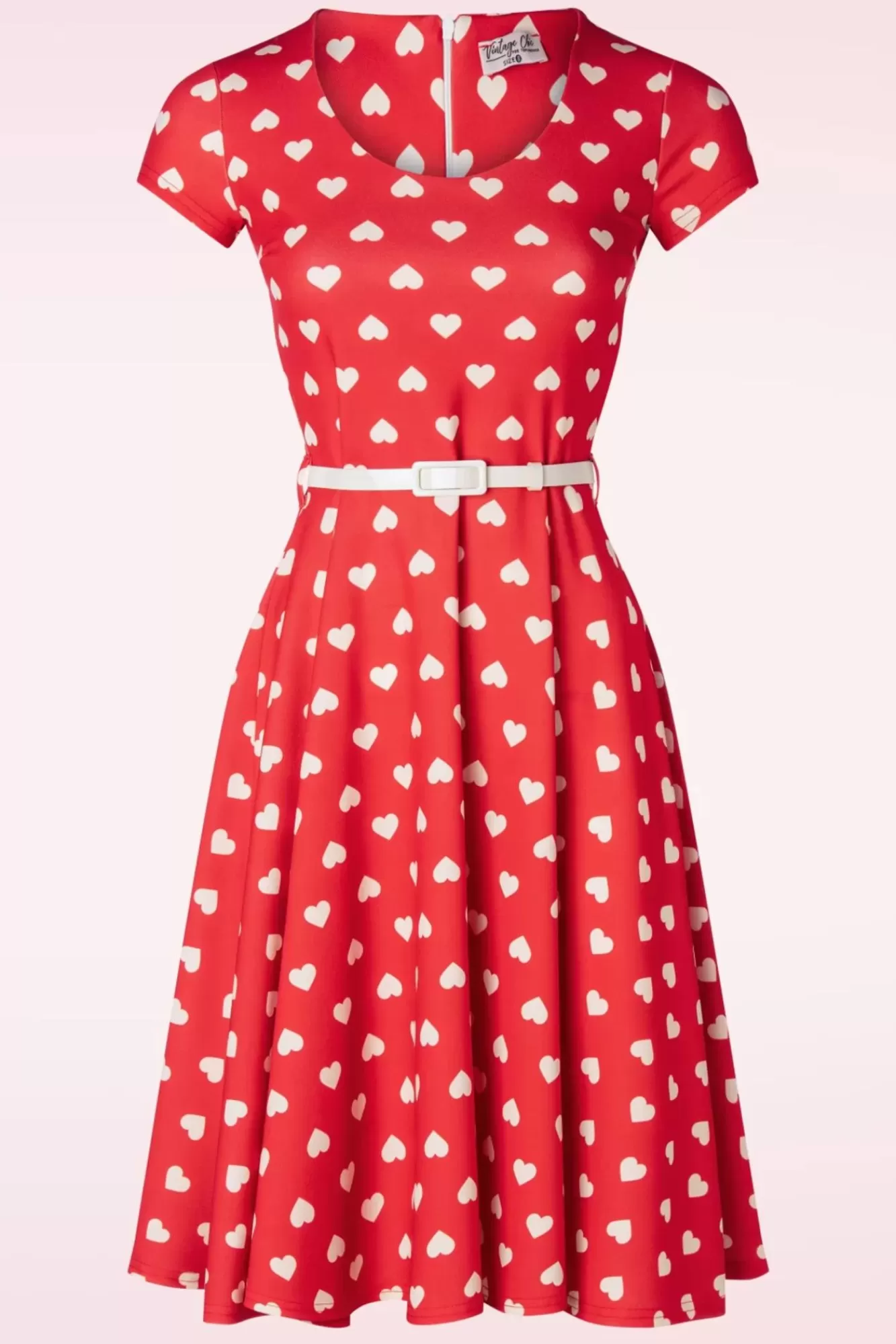 Online Vintage Chic for Topvintage Minnie Hearts Swing Kleid In Rot