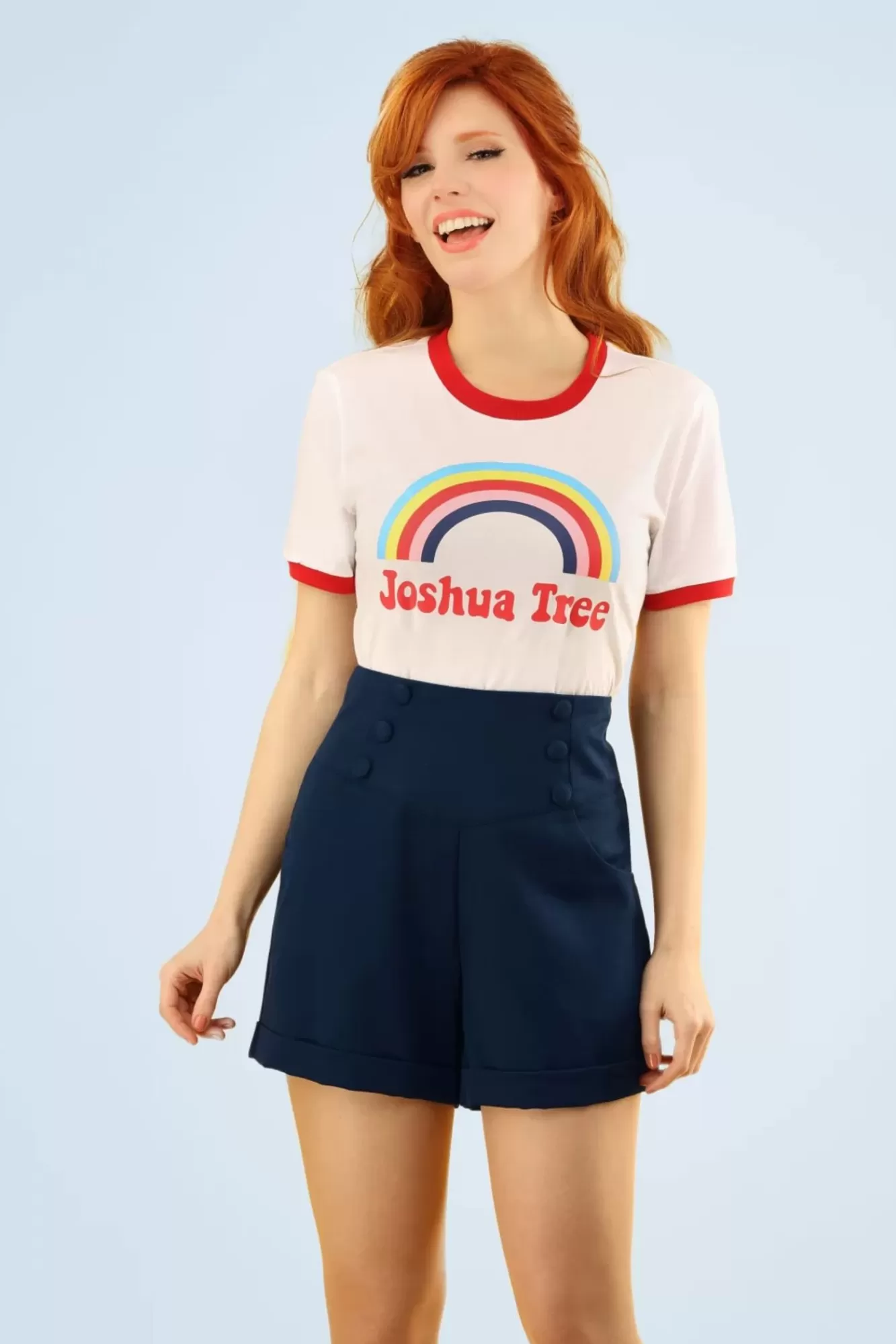 Fashion Banned Retro Niedlich Wie Ein Knopf Shorts In Marineblau