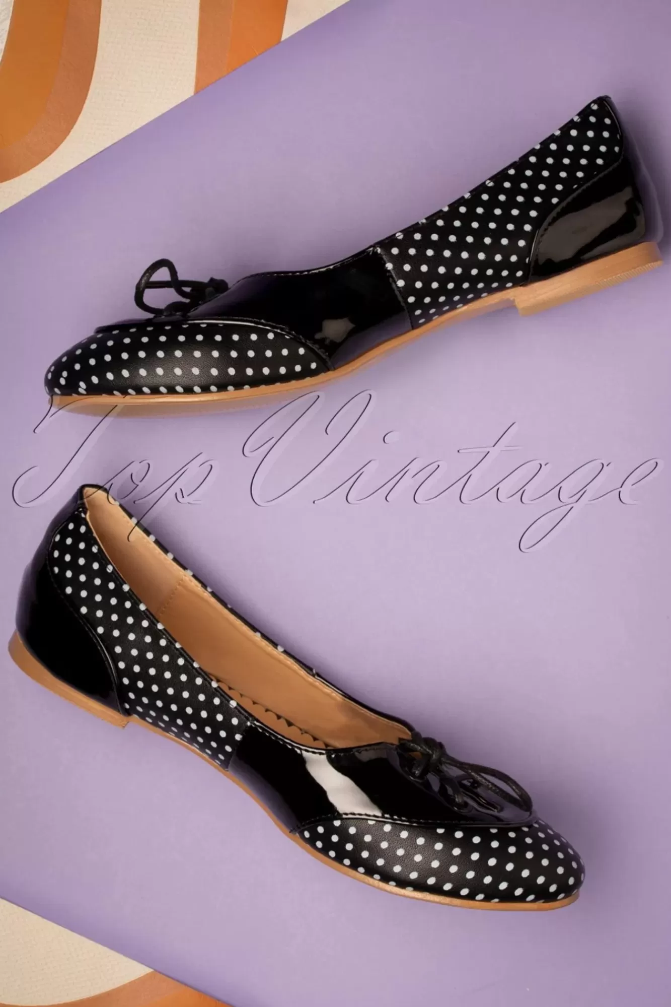 New Banned Retro Oxford Isabella Flats In Schwarz