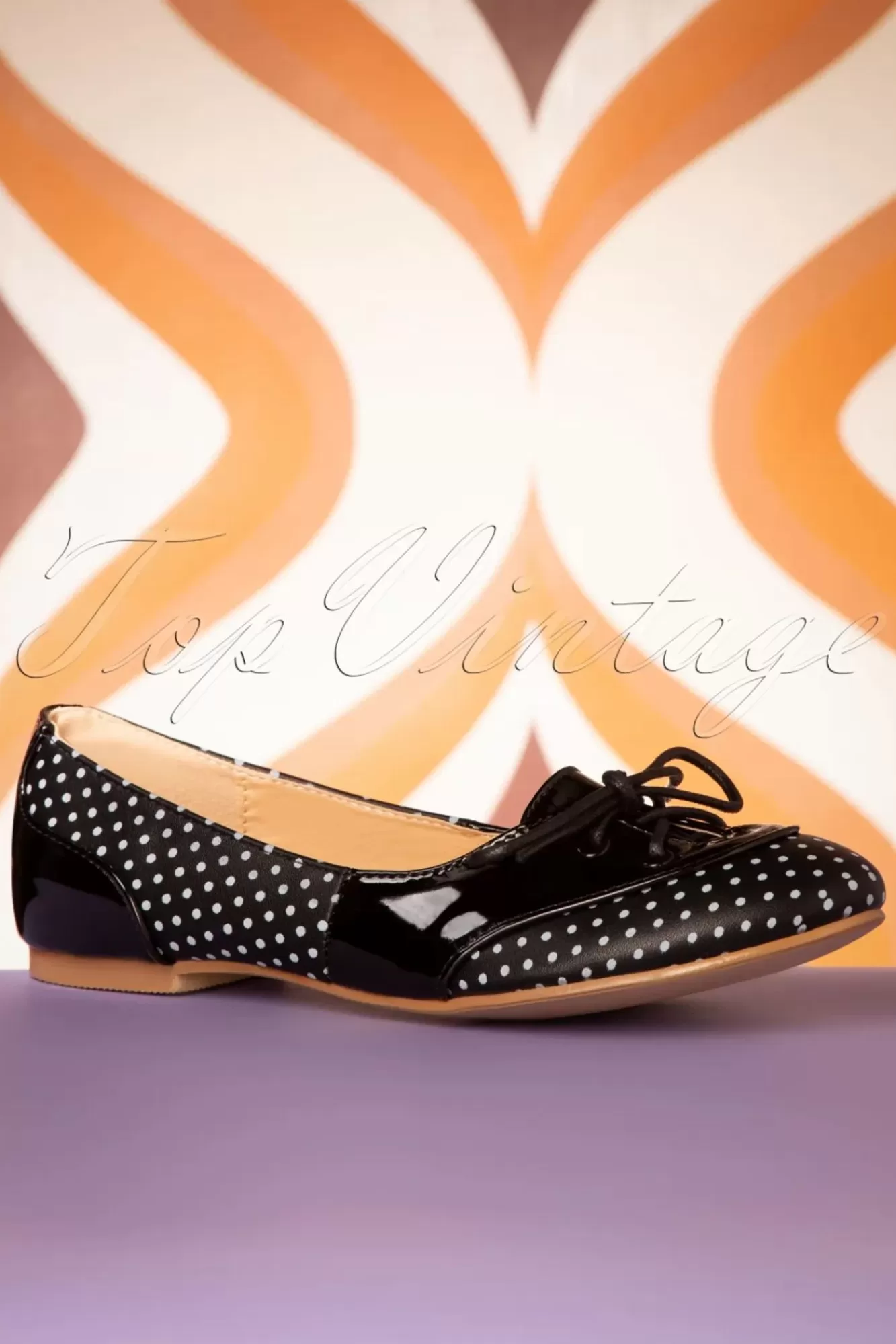 New Banned Retro Oxford Isabella Flats In Schwarz