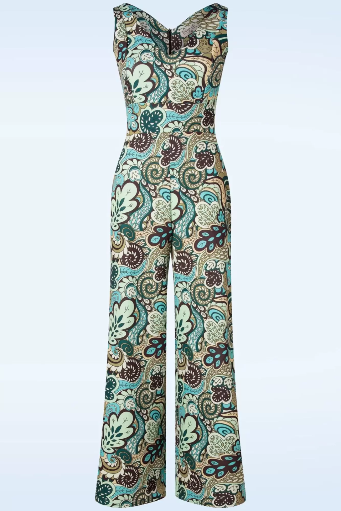 Hot Vintage Chic for Topvintage Paisley Jumpsuit In Grun Und Braun