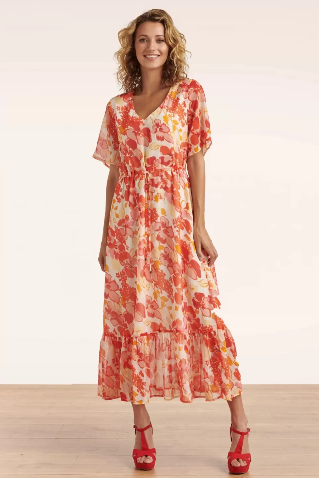 Outlet Smashed Lemon Patricia Floral Maxi Kleid In Orange