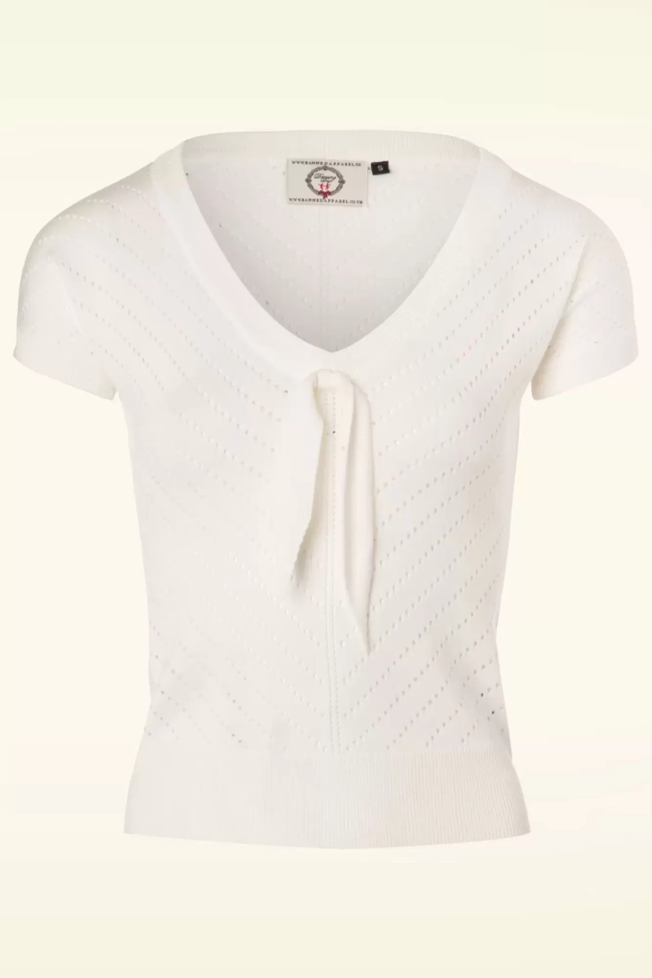 Clearance Banned Retro Patricia Pointelle Top In Off White