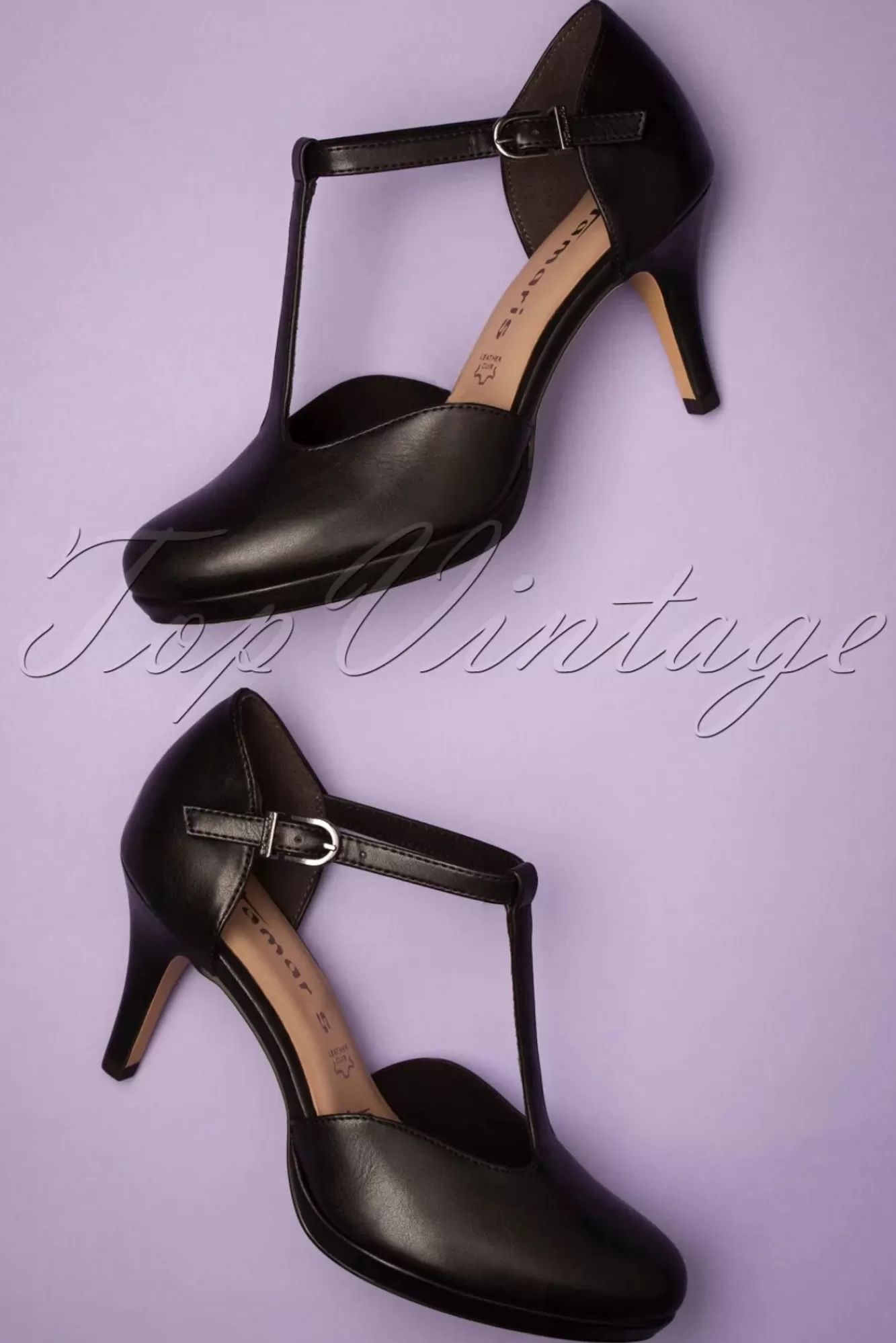 Fashion Tamaris Phyllis Pumps Mit T-Strap In Mattschwarz