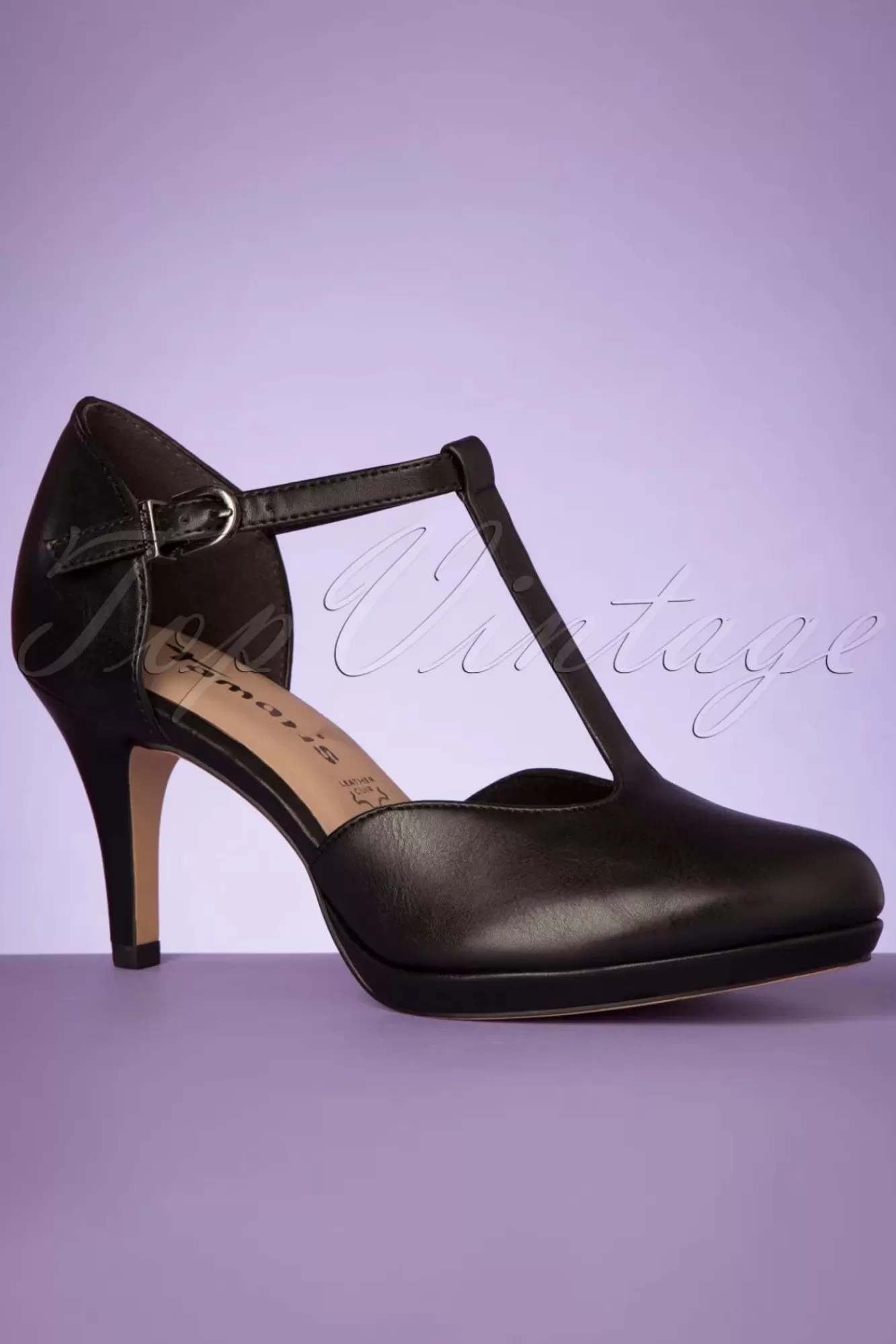 Fashion Tamaris Phyllis Pumps Mit T-Strap In Mattschwarz