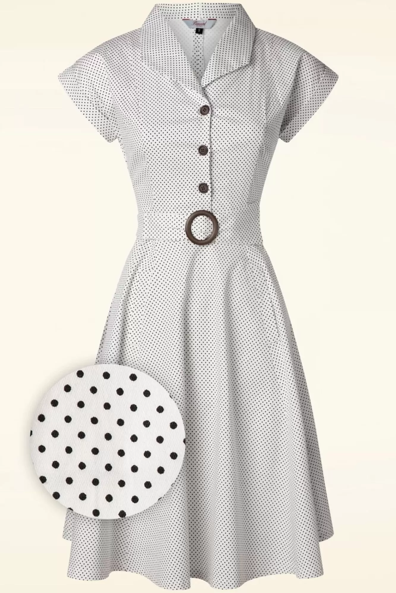 Fashion Banned Retro Polka Dot Tanz Kleid In Off White