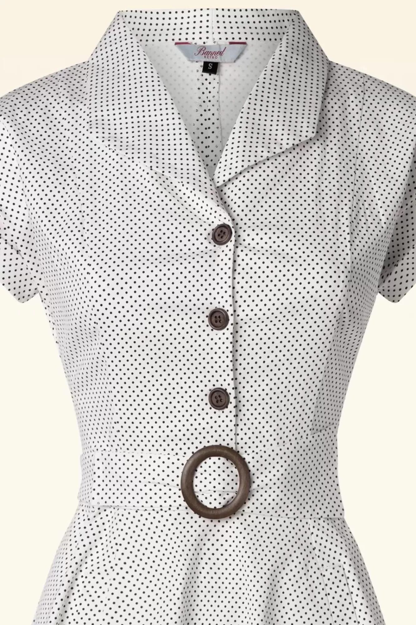 Fashion Banned Retro Polka Dot Tanz Kleid In Off White