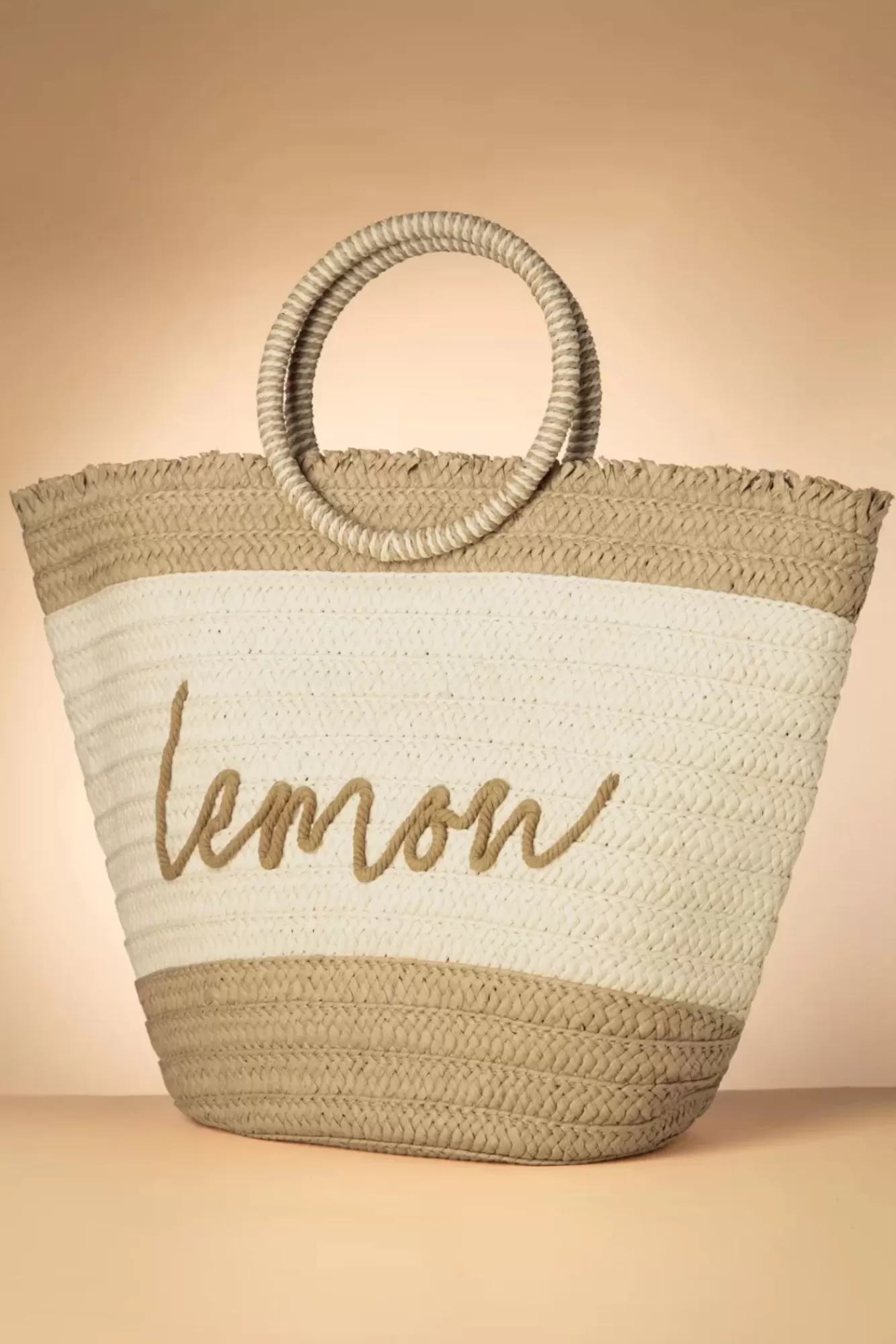 Best Sale Smashed Lemon Raffia Boho Tragetasche In Sand