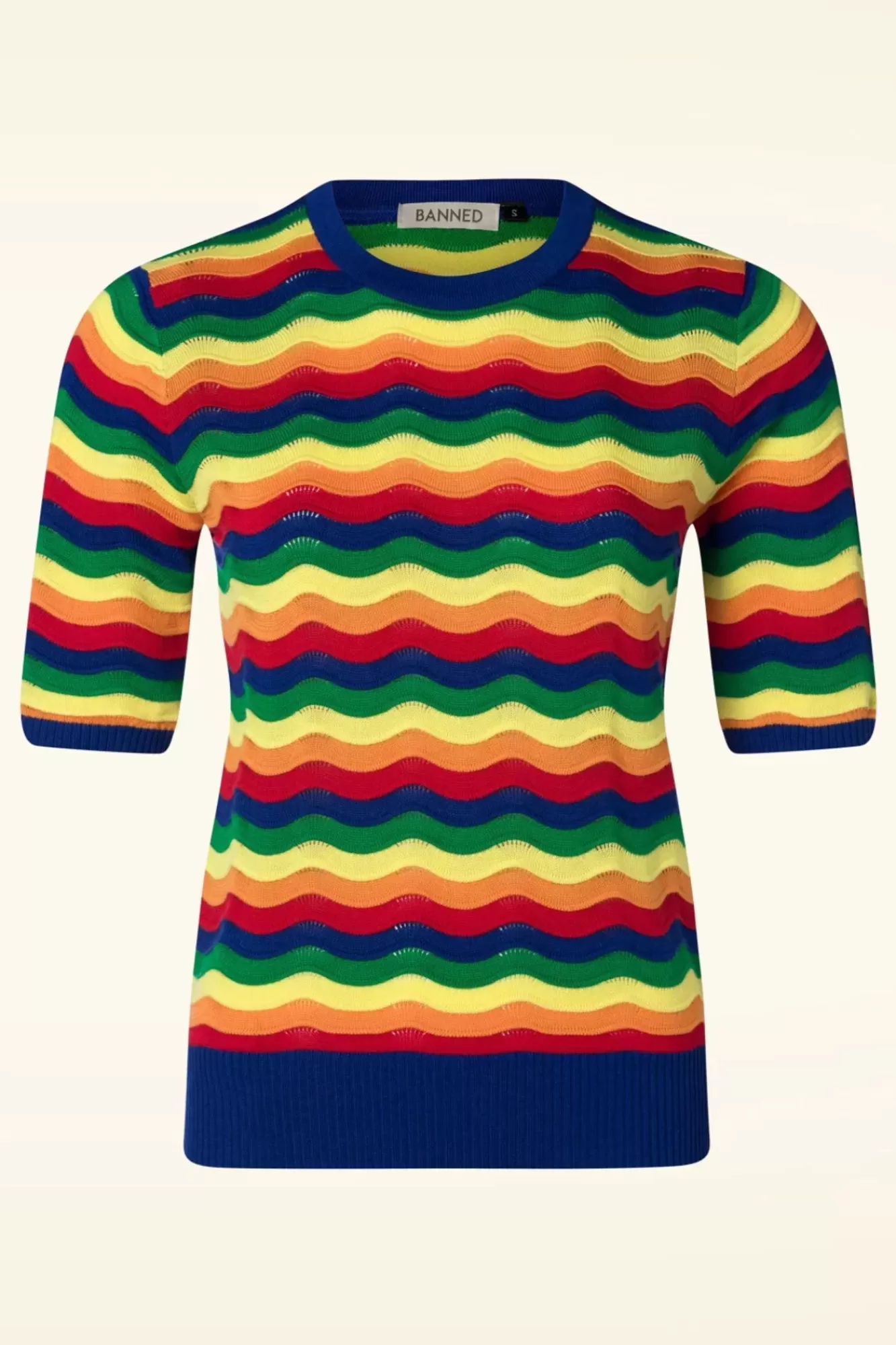 Discount Banned Retro Rainbow Waves Pullover In Multi