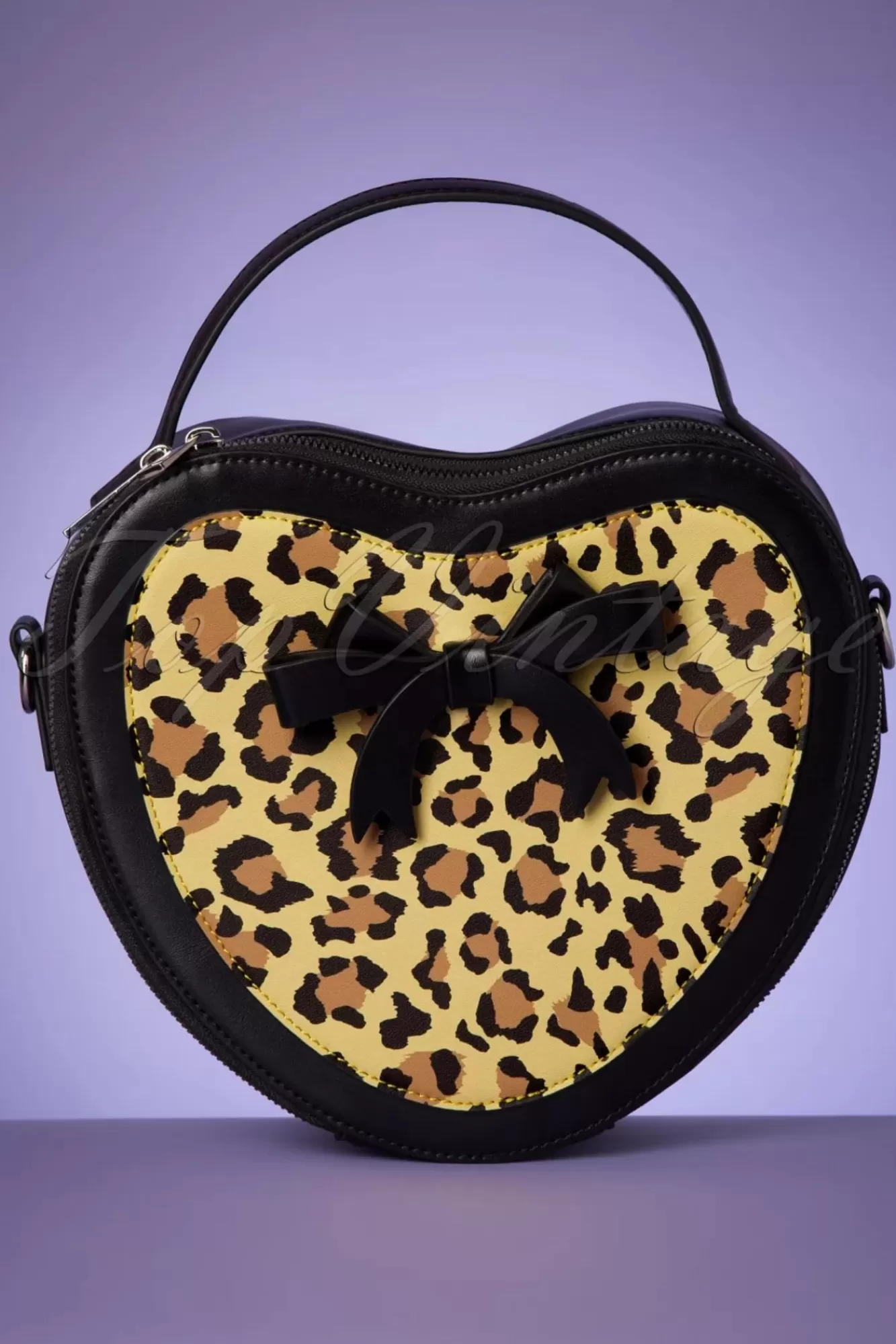 Best Sale Banned Retro Rockabilly Heart Handtasche In Schwarz Und Leopard