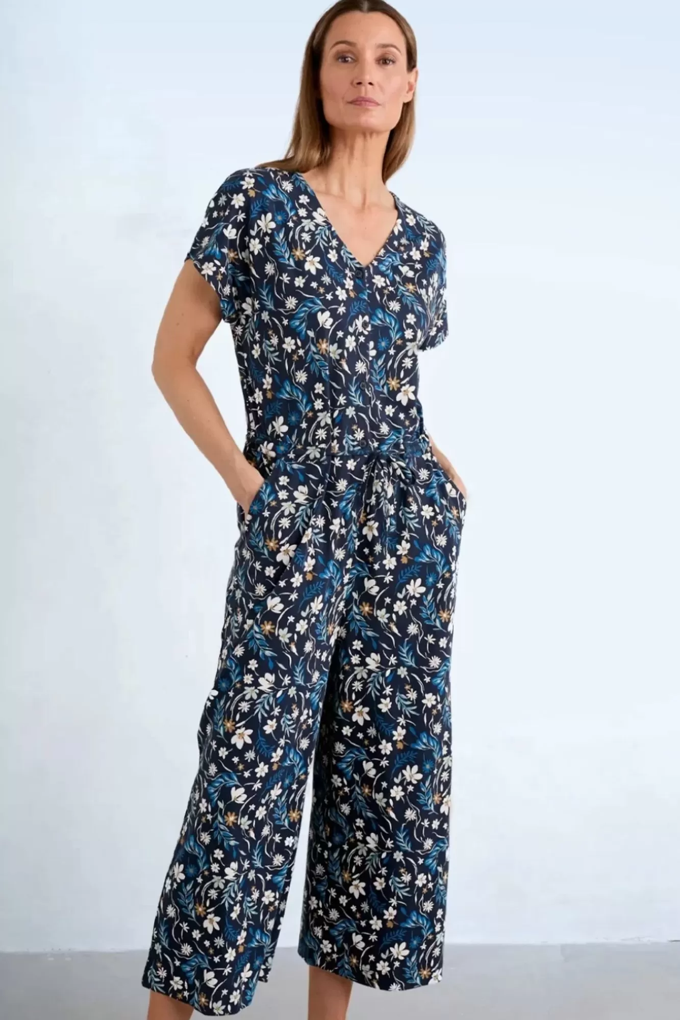 Outlet Seasalt Rose Trellis Jumpsuit In Tidal Floral Maritime