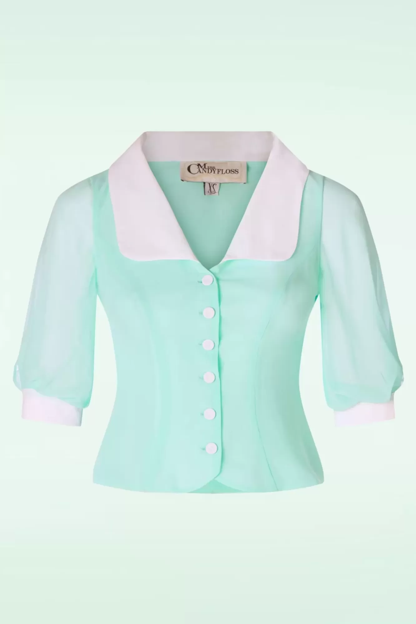 Fashion Miss Candyfloss Sacha Mai Transparente Organza Bluse In Mint