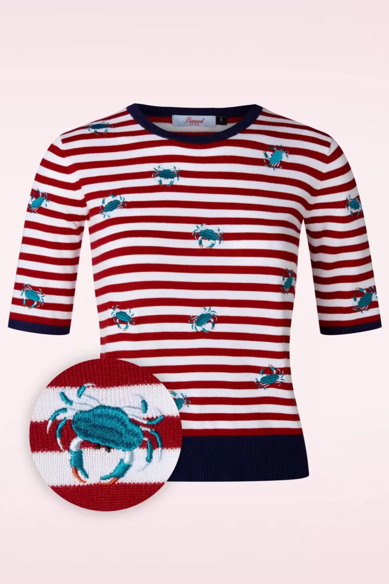 Cheap Banned Retro Stripe Crab Pullover In Rot Und Blau