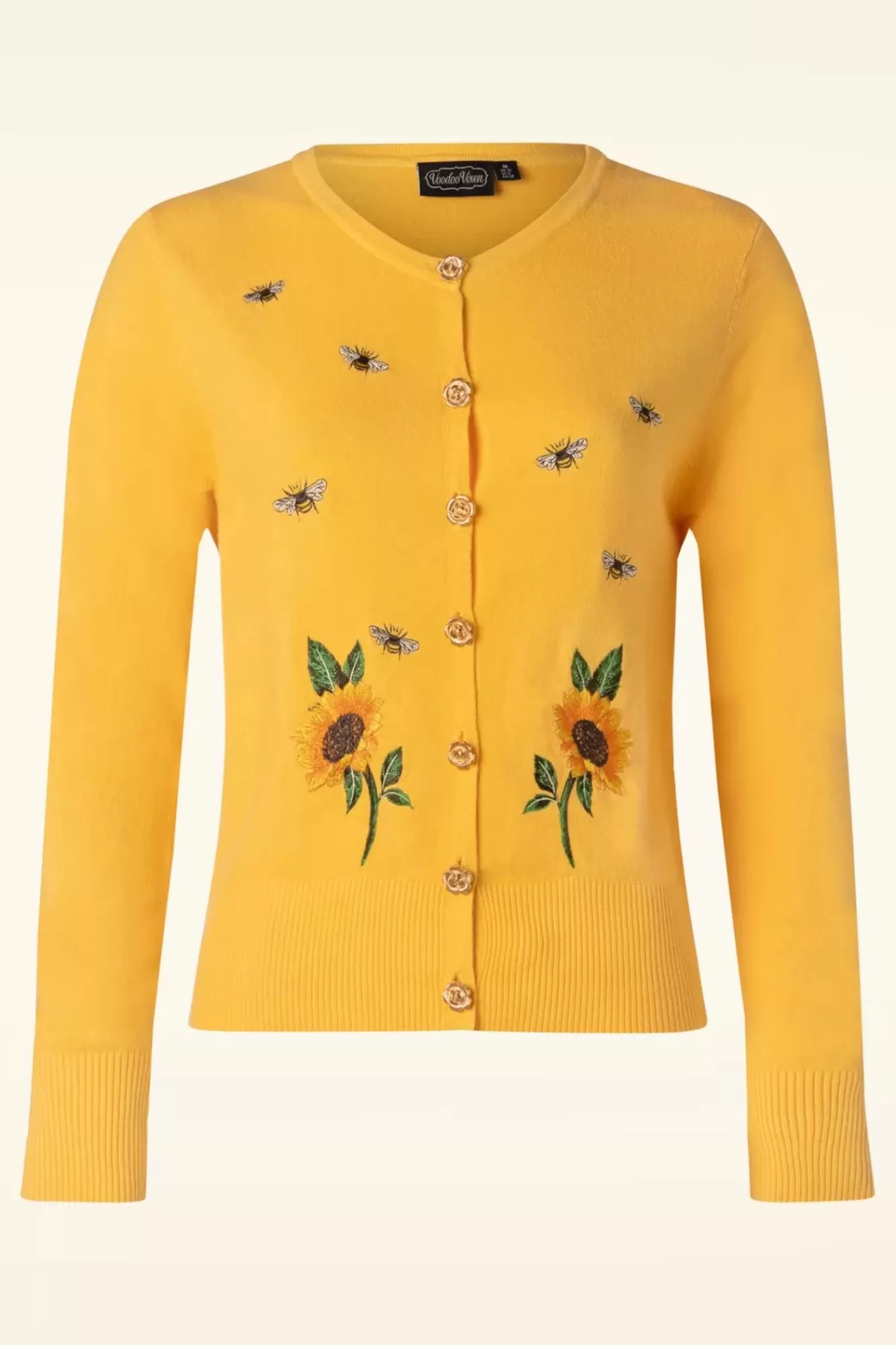 Store Vixen Sunflower And Bee Strickjacke Bestickte Strickjacke