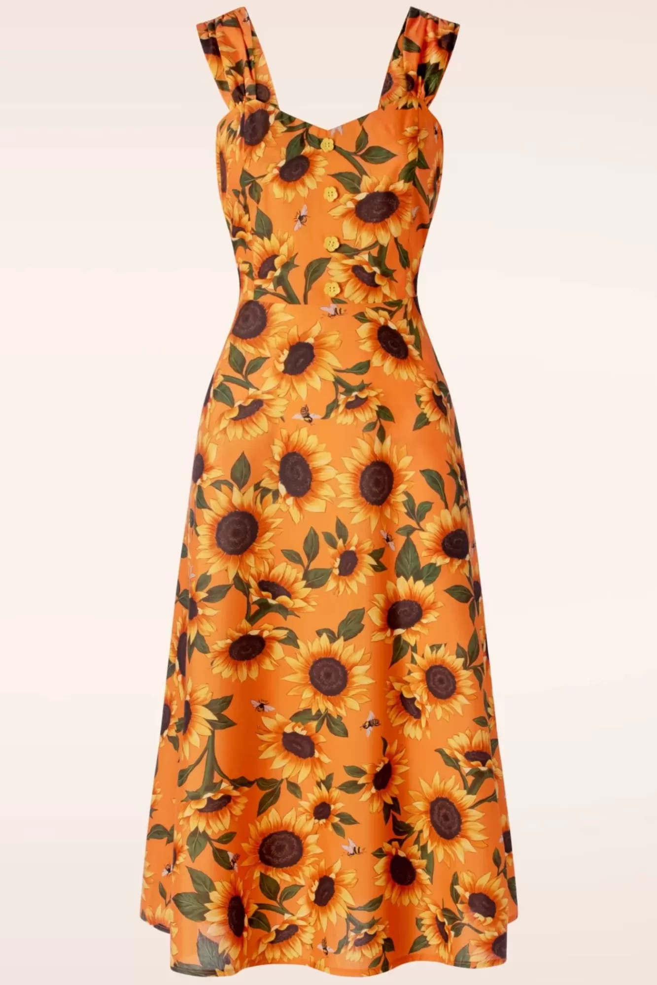 Clearance Vixen Sunflower Print Midi Kleid In Orange