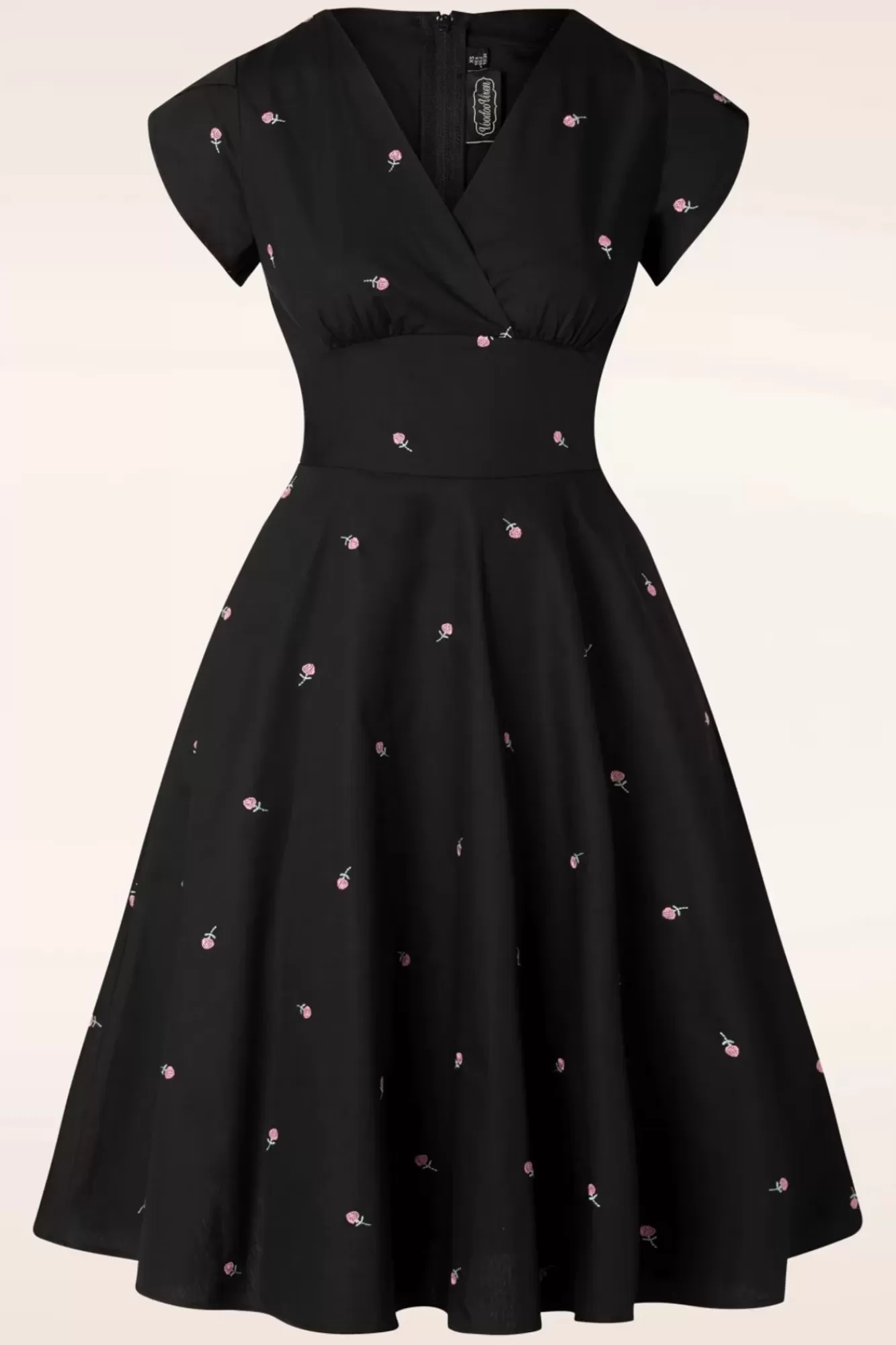 Sale Vixen Swing Kleid Mit Rosenstickerei In Schwarz