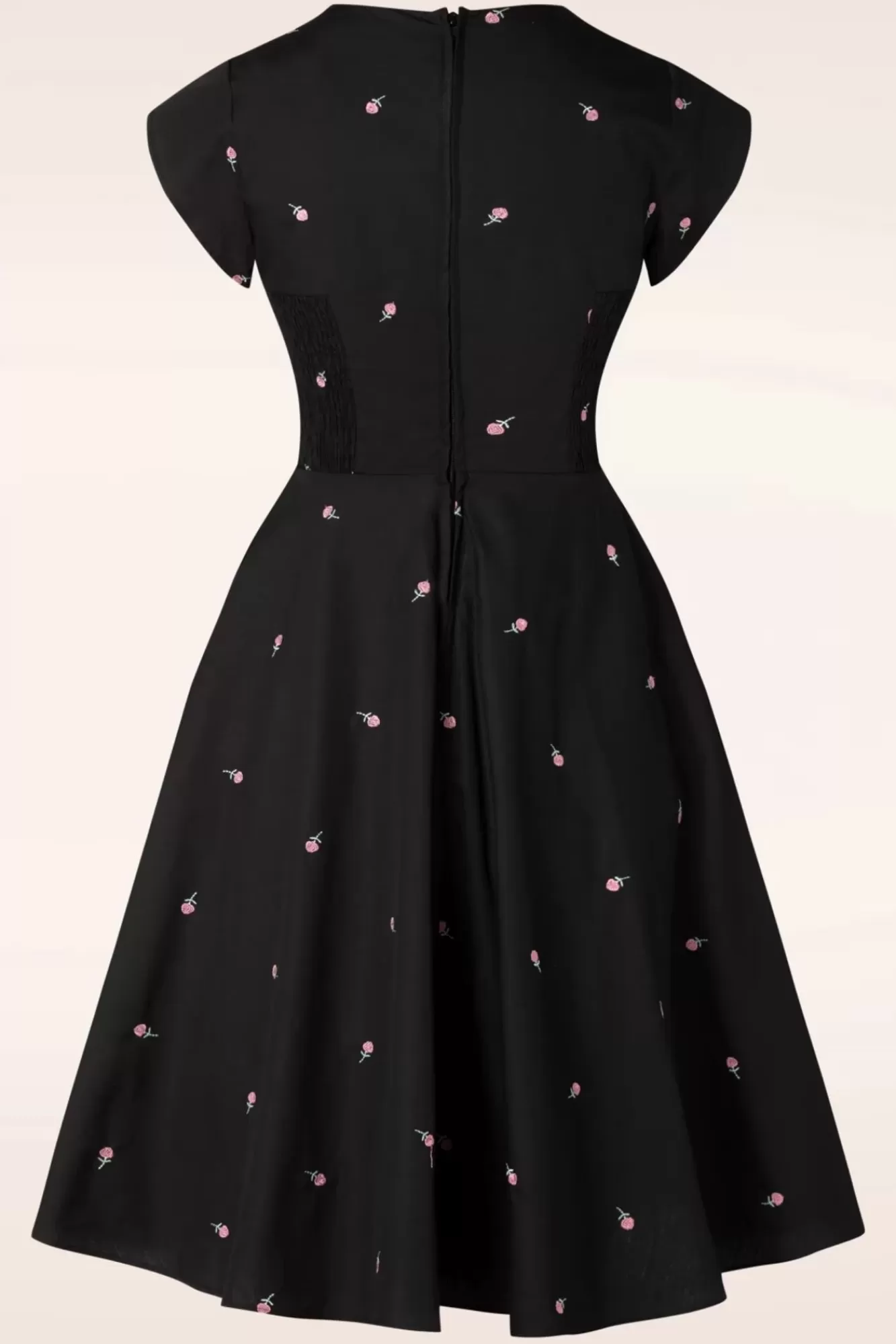 Sale Vixen Swing Kleid Mit Rosenstickerei In Schwarz