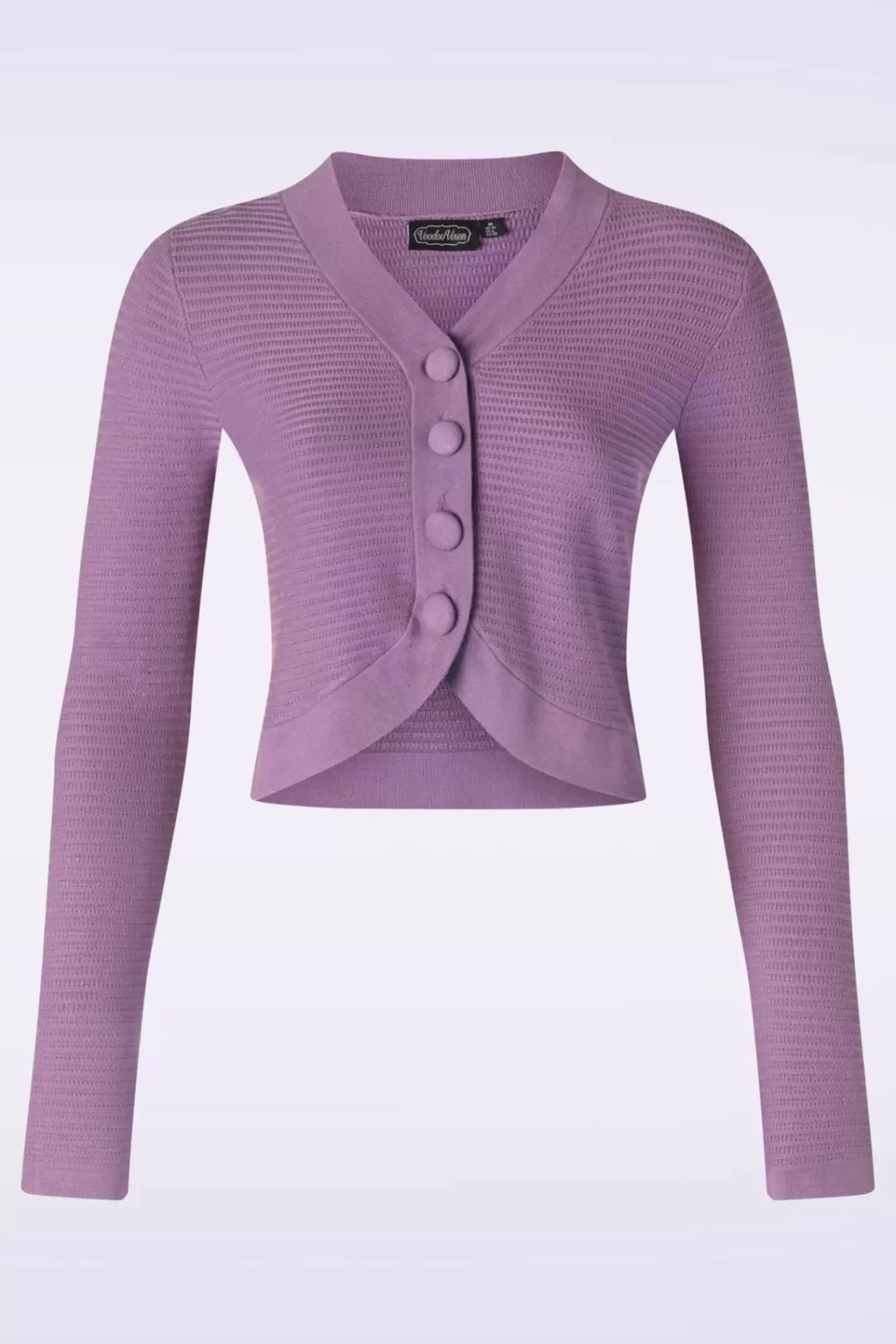 New Vixen Textured Knit Crop Strickjacke In Lila