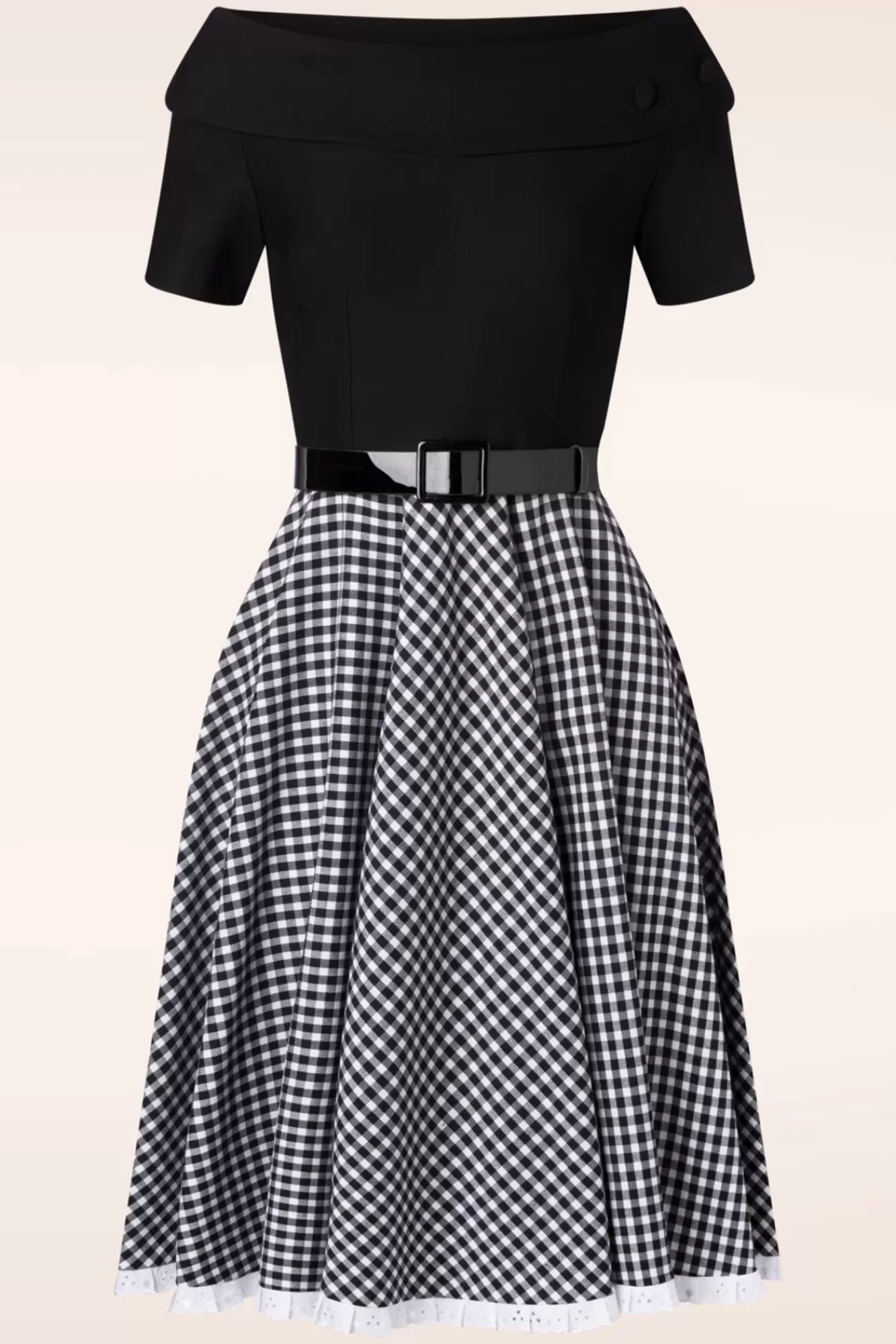 Hot Glamour Bunny The Brigitte Gingham Swing Kleid In Schwarz Und Weis