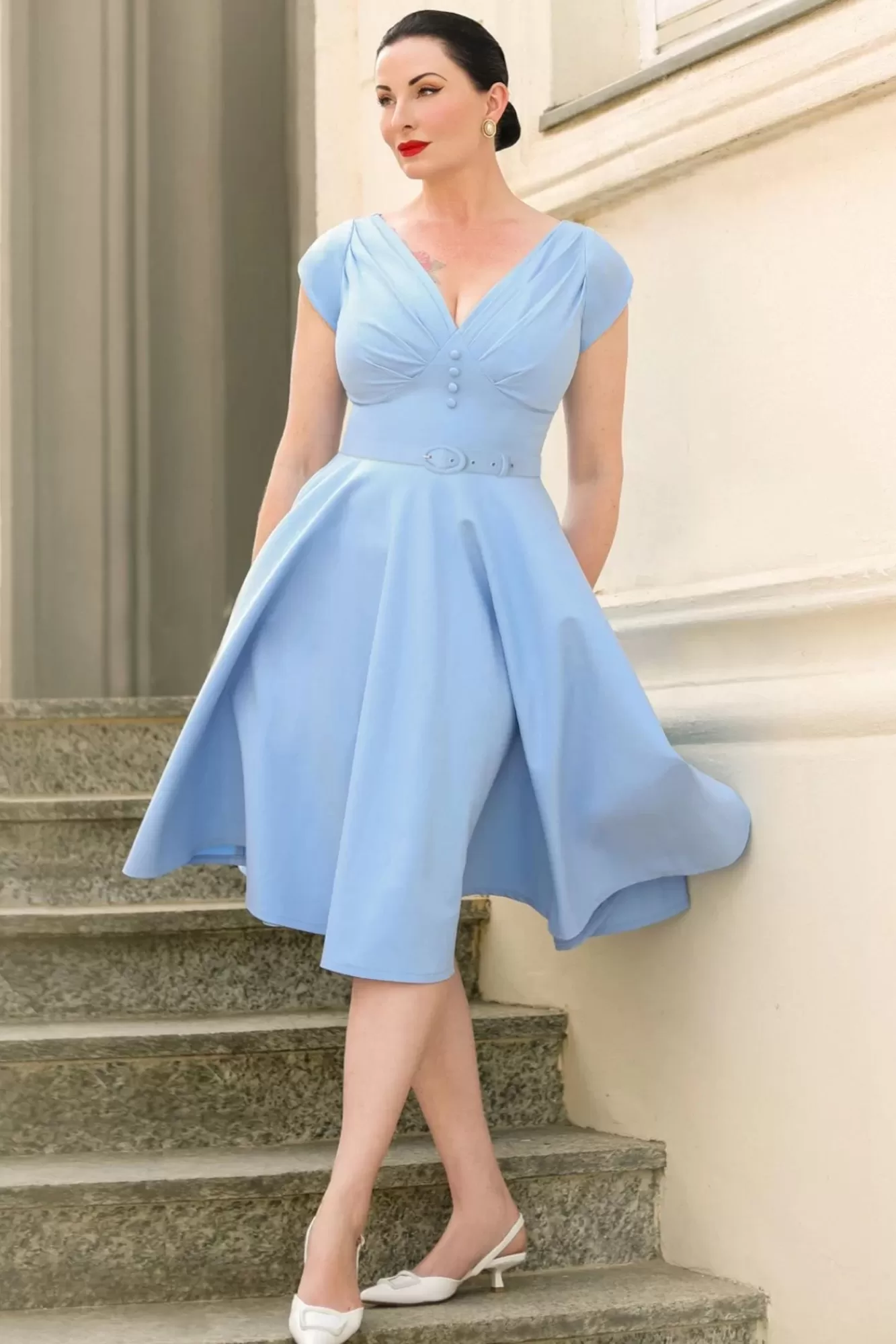 Fashion Vintage Diva The Jane Swing Kleid In Himmelblau