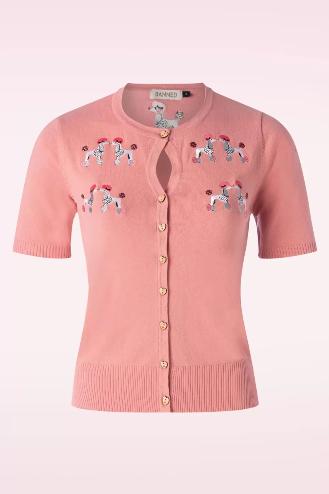 Online Banned Retro The Kissing Poodles Strickjacke In Pink