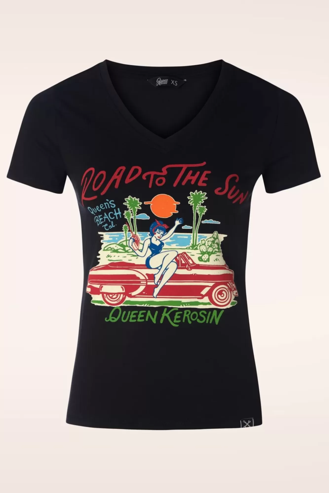 Sale Queen Kerosin T-Shirt „Road To The Sun" In Schwarz