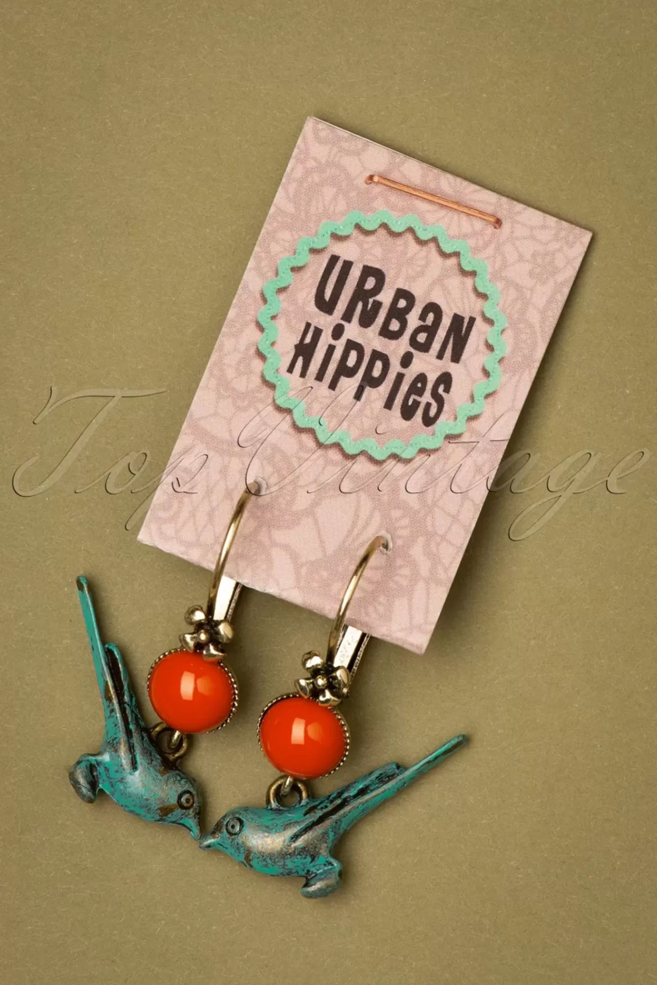 Fashion Urban Hippies Vergoldete Birdie Ohrringe In Blau Und Rot