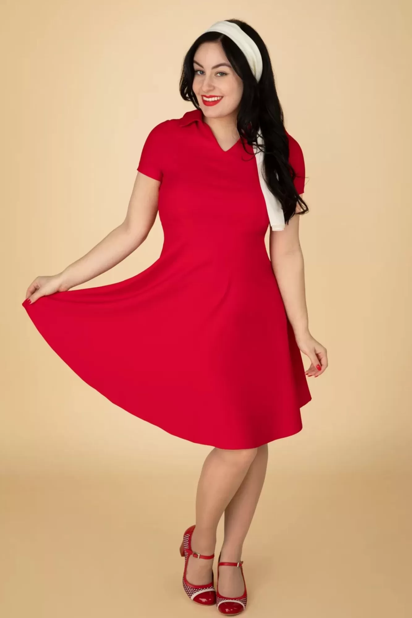 Discount Banned Retro Wonder Fit And Flare Swing Kleid In Rot